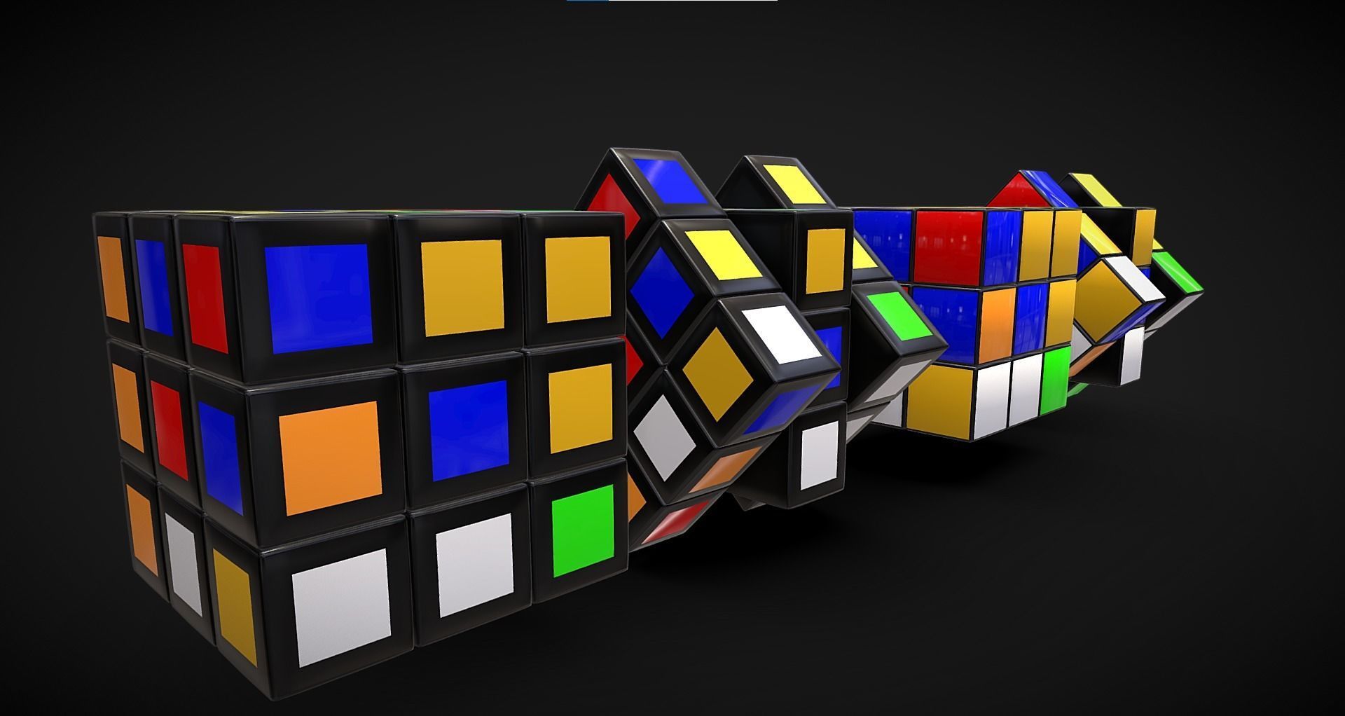 Rubik s Cube Low-poly 3D model_3