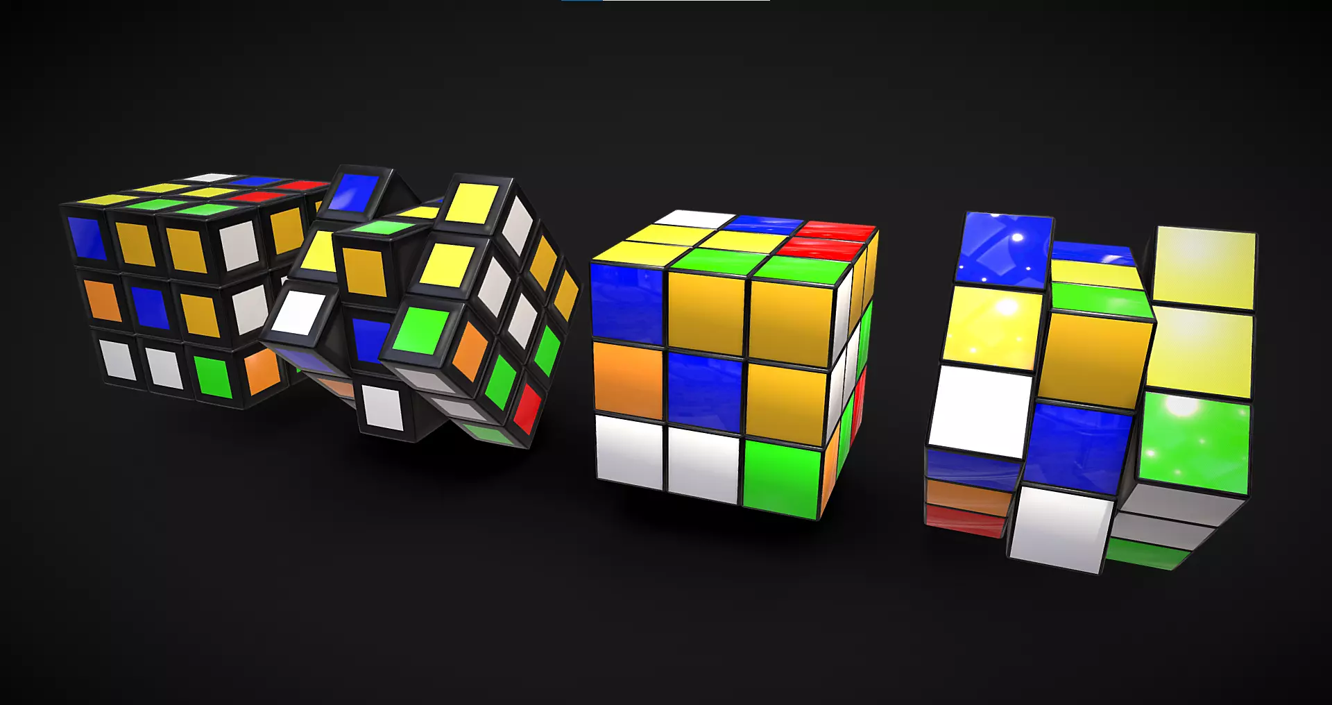 Rubik s Cube Low-poly 3D model_0