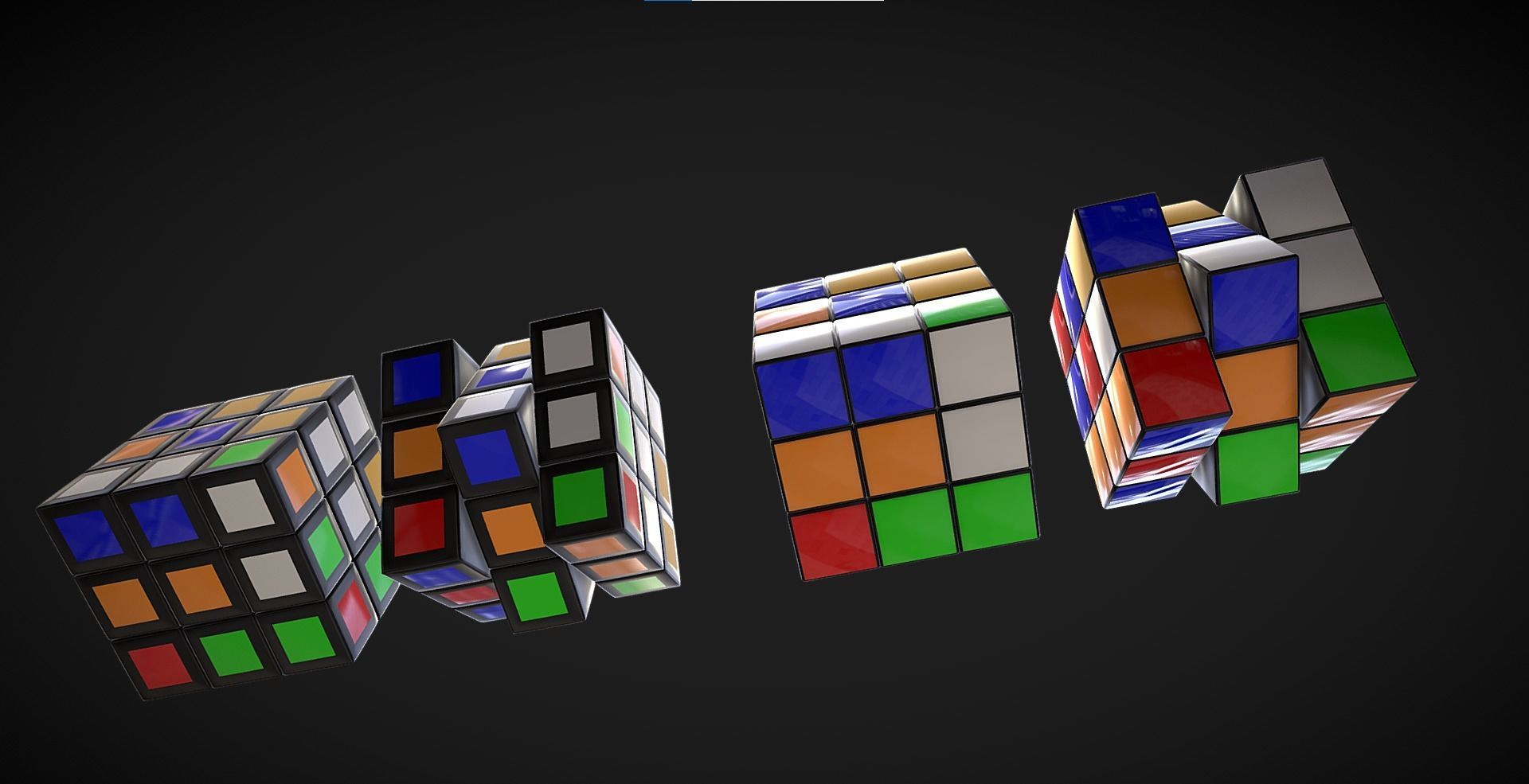 Rubik s Cube Low-poly 3D model_6