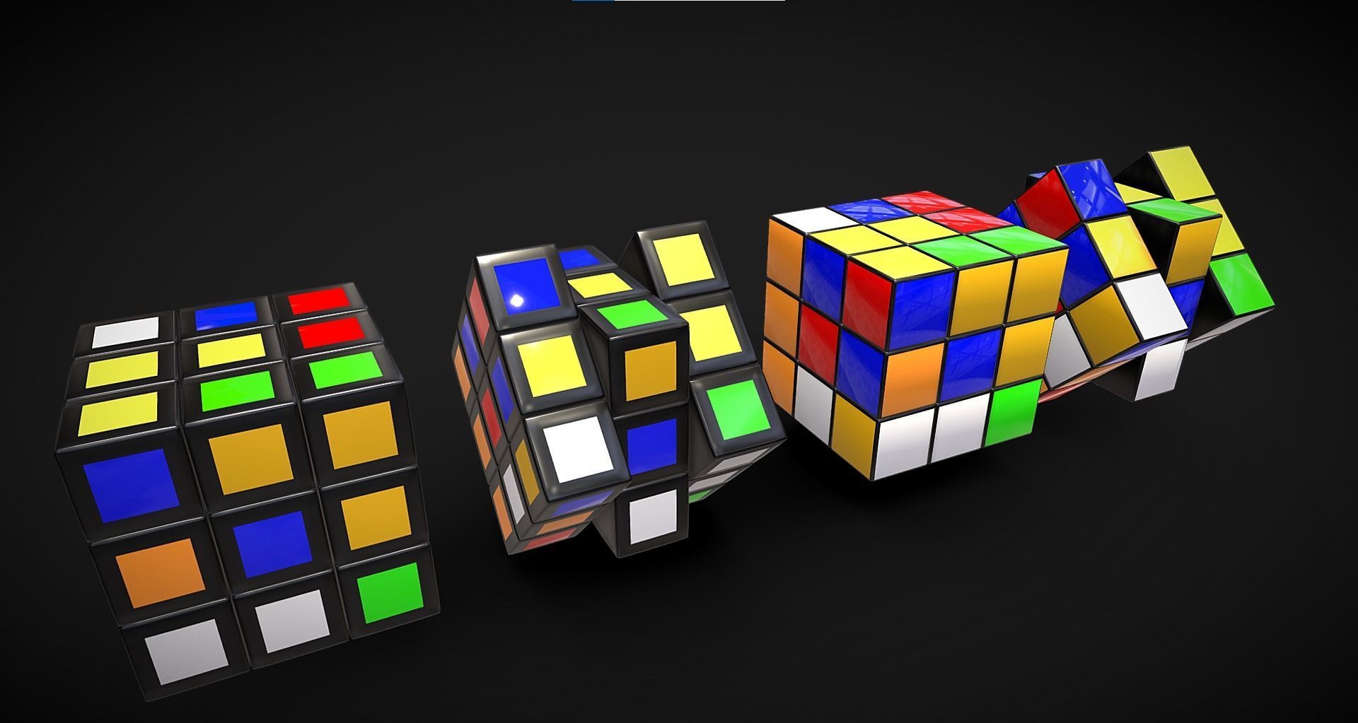 Rubik s Cube Low-poly 3D model_1