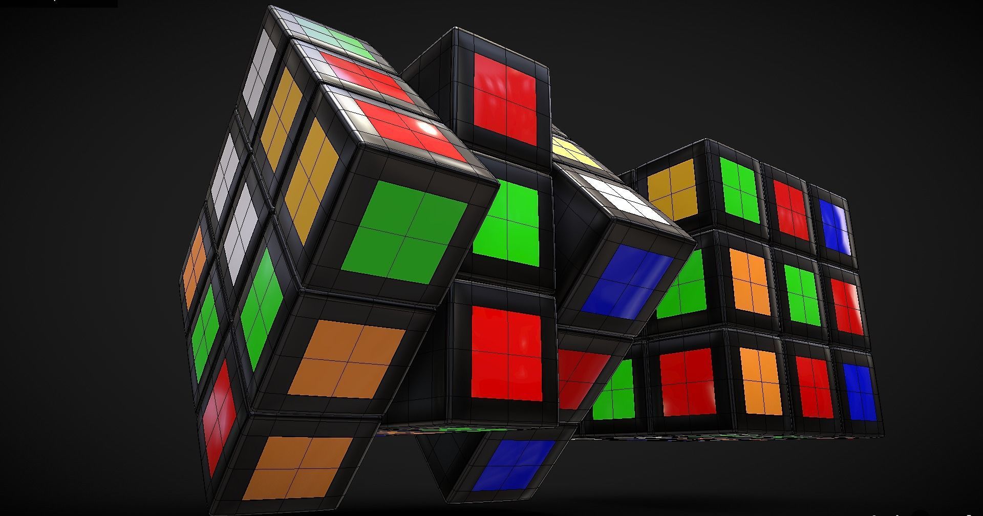 Rubik s Cube Low-poly 3D model_7