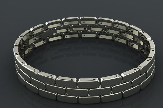 Bracelet with 3 line of stones 3D print model