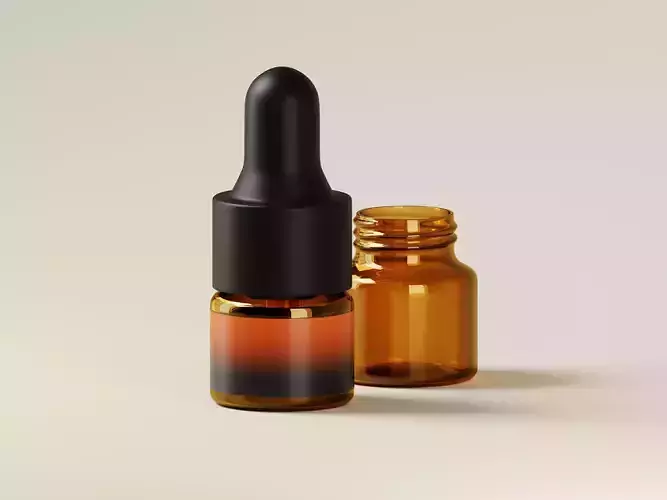 Amber Dropper Bottle 3D Model
