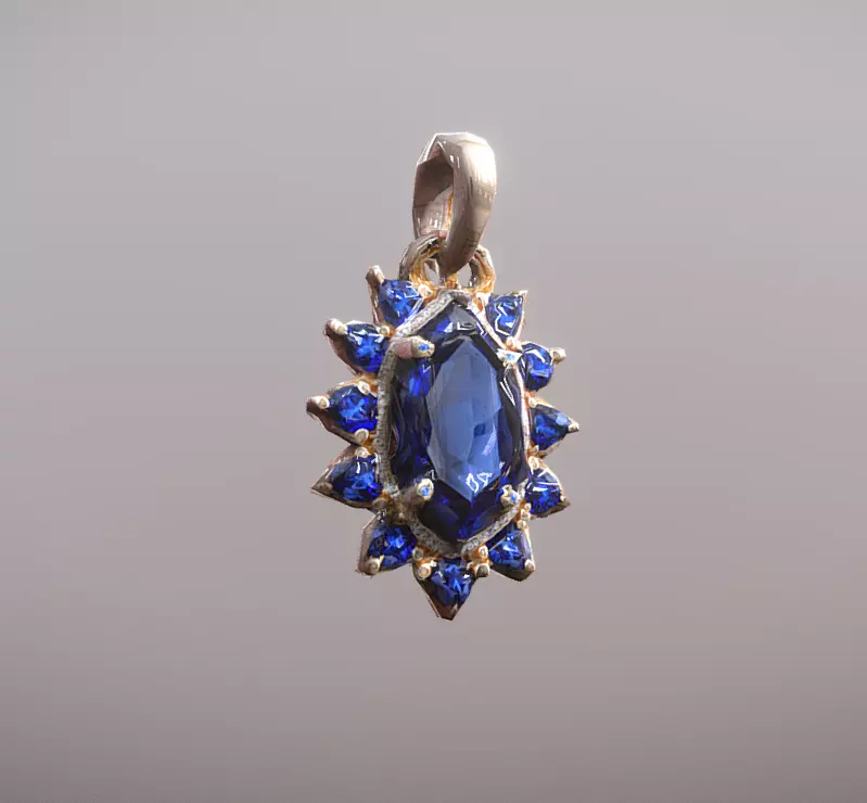 FREE Sapphire Rose Gold Pendant Necklace Free low-poly 3D model