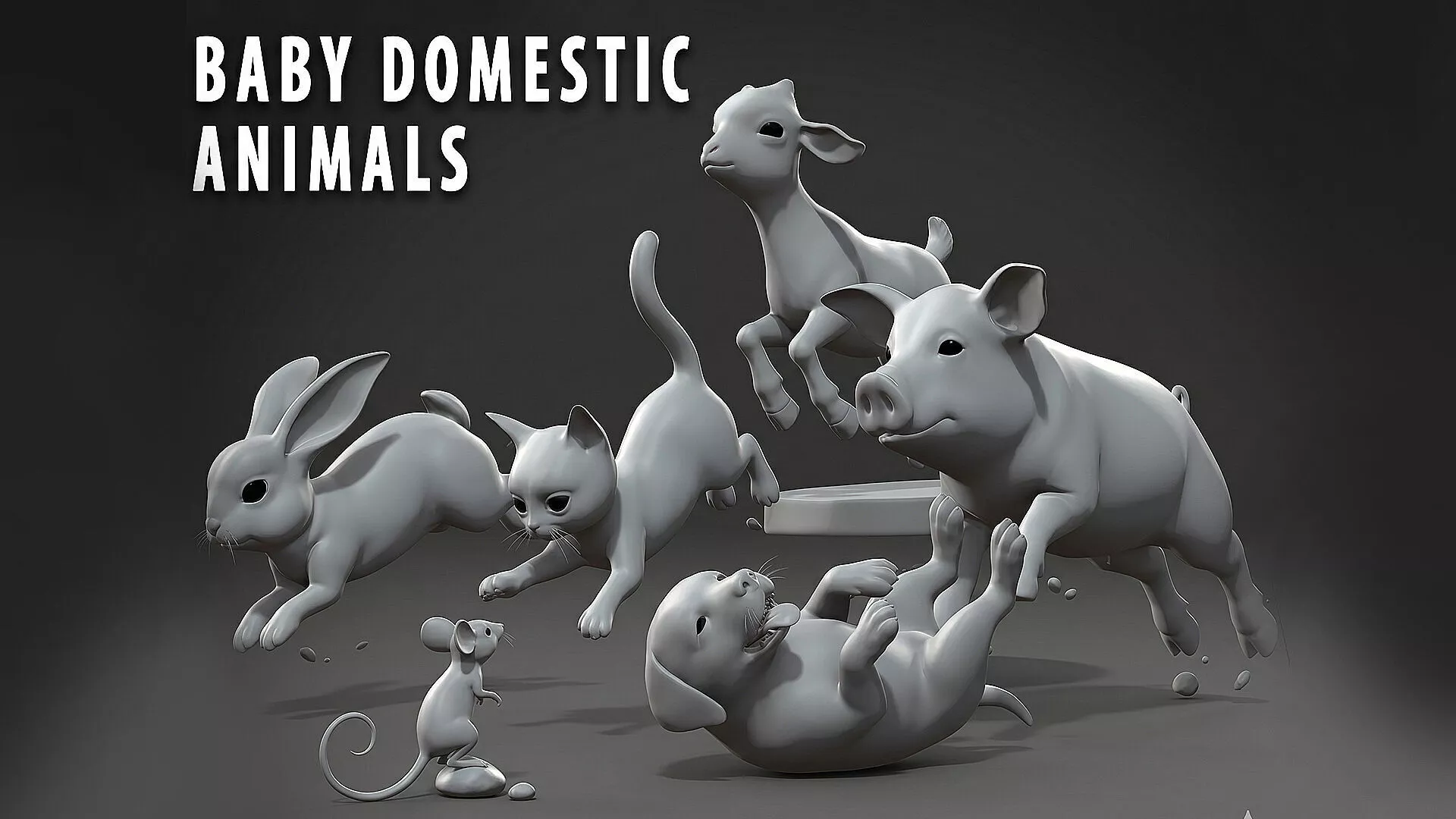 Baby Domestic Animal Pack- 6 Lowpoly Character