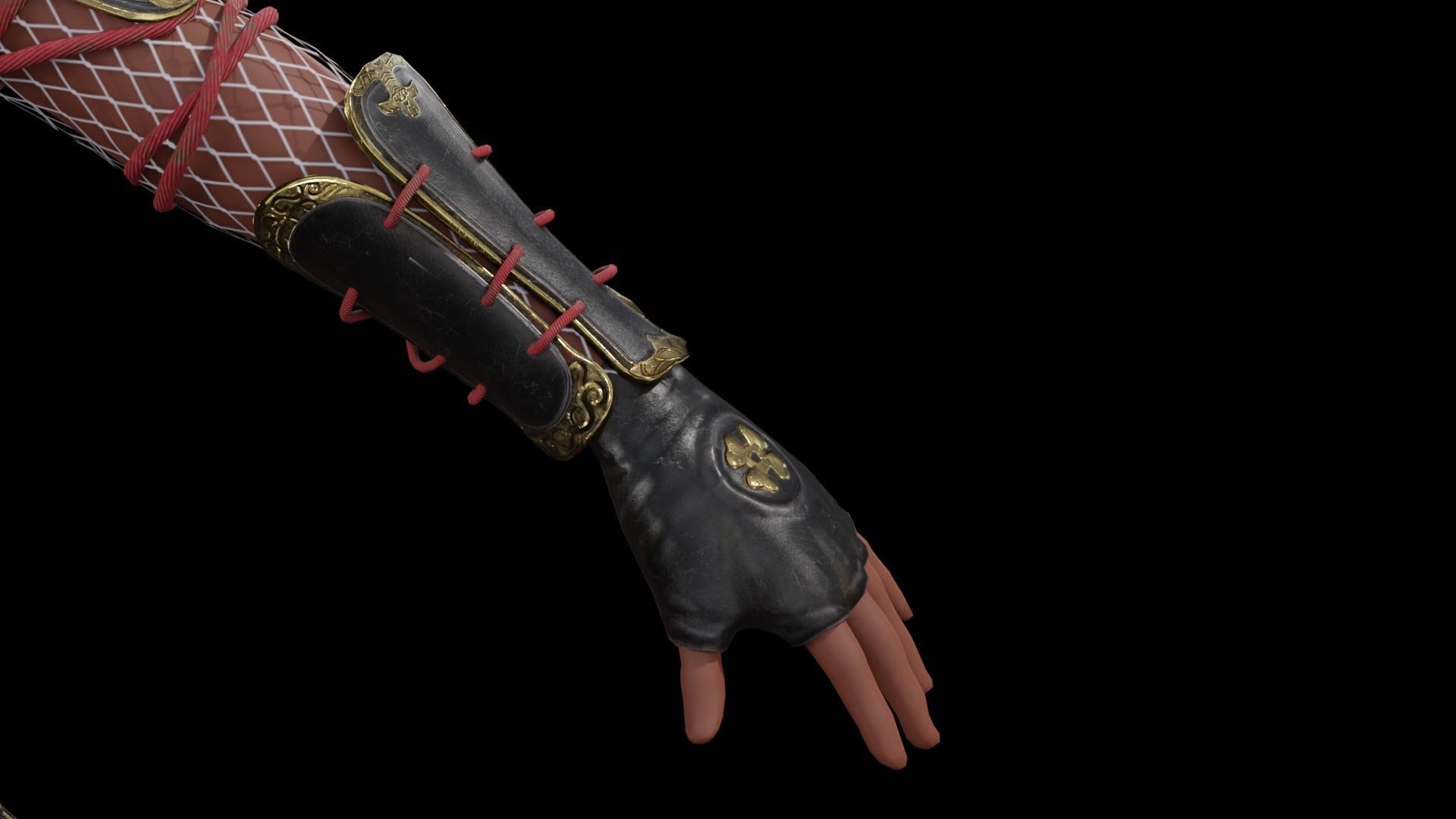 Arm Samurai Realistic Lowpoly Low-poly 3D model_3