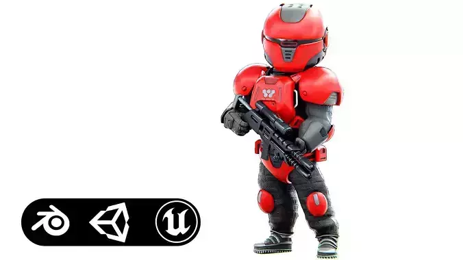 CYBER SOLDIER XC-200 Rigged for Unreal Engine - Unity - MIXAMO 