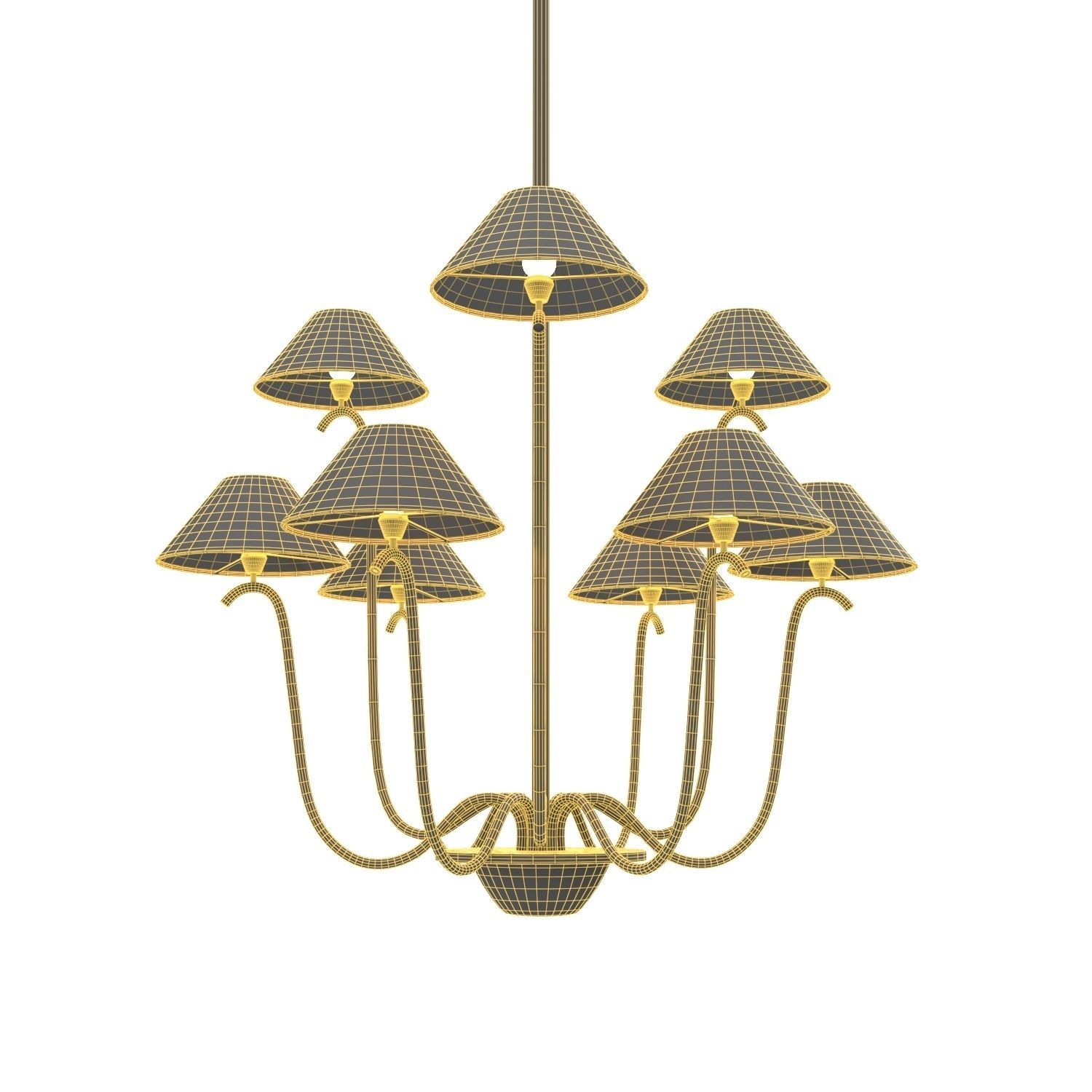 Large Jet Deau Five arm Wall Light In The Style Of Jean Royere 3D model_5