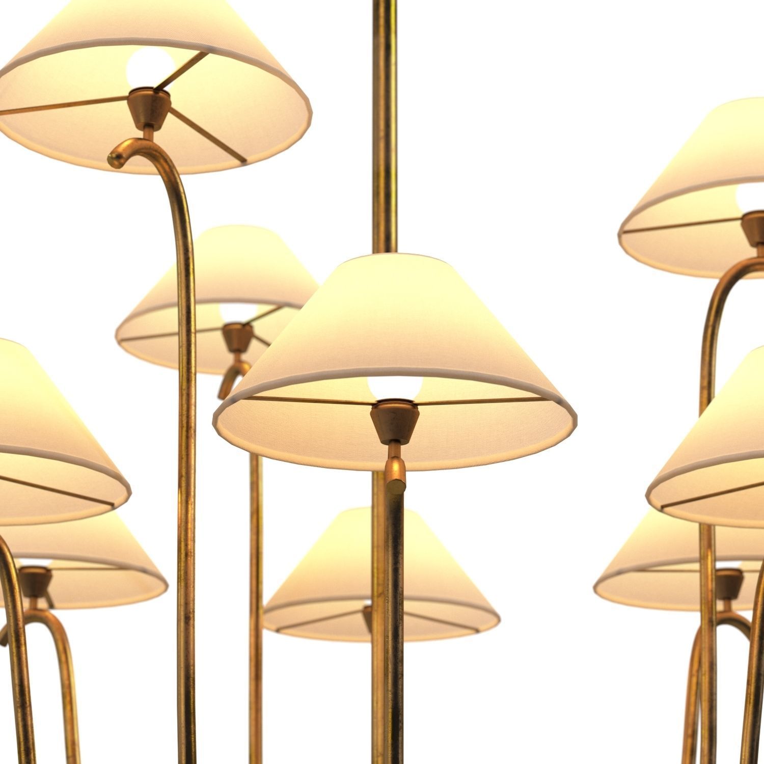 Large Jet Deau Five arm Wall Light In The Style Of Jean Royere 3D model_3