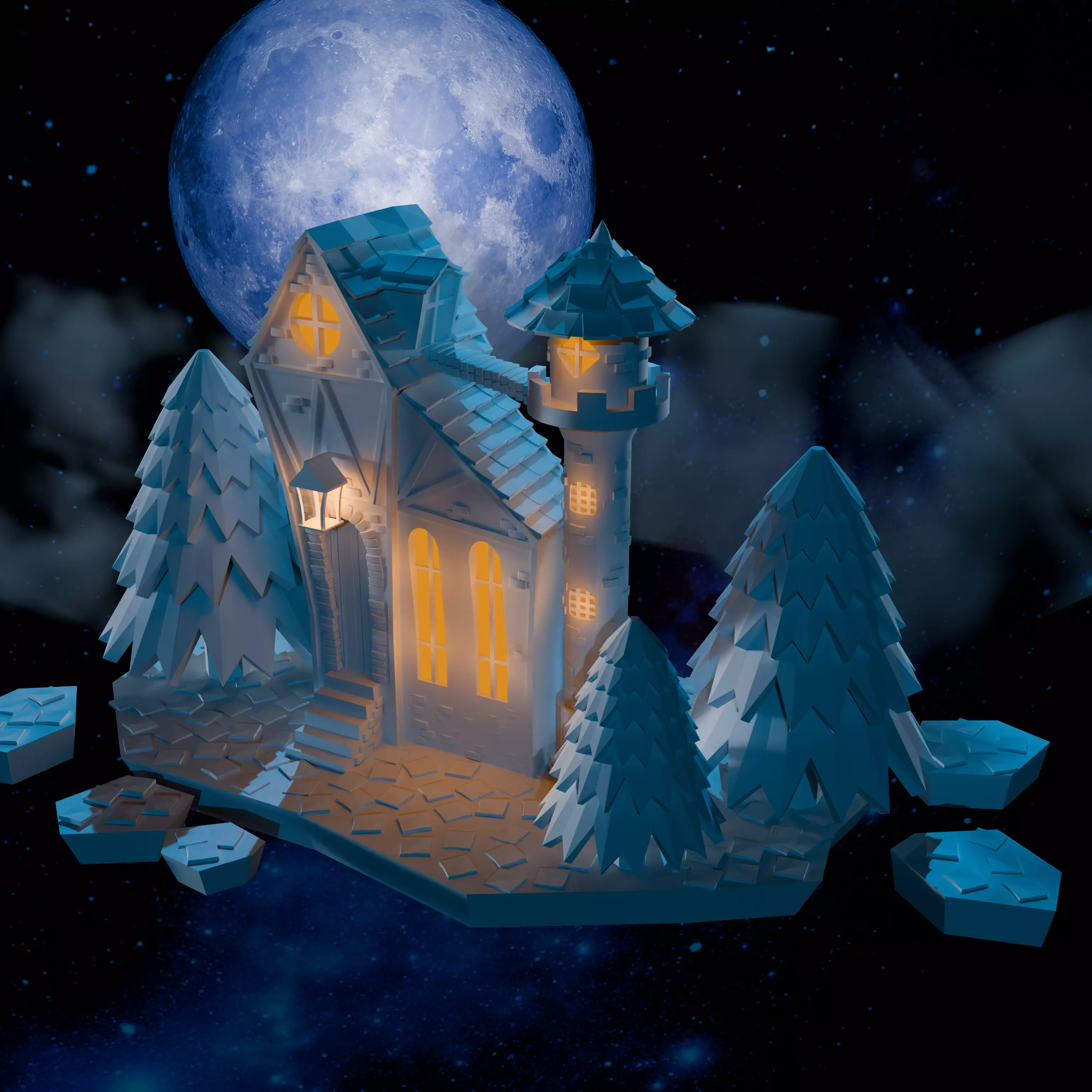 Enchanted Moonlit Castle 3D model_0