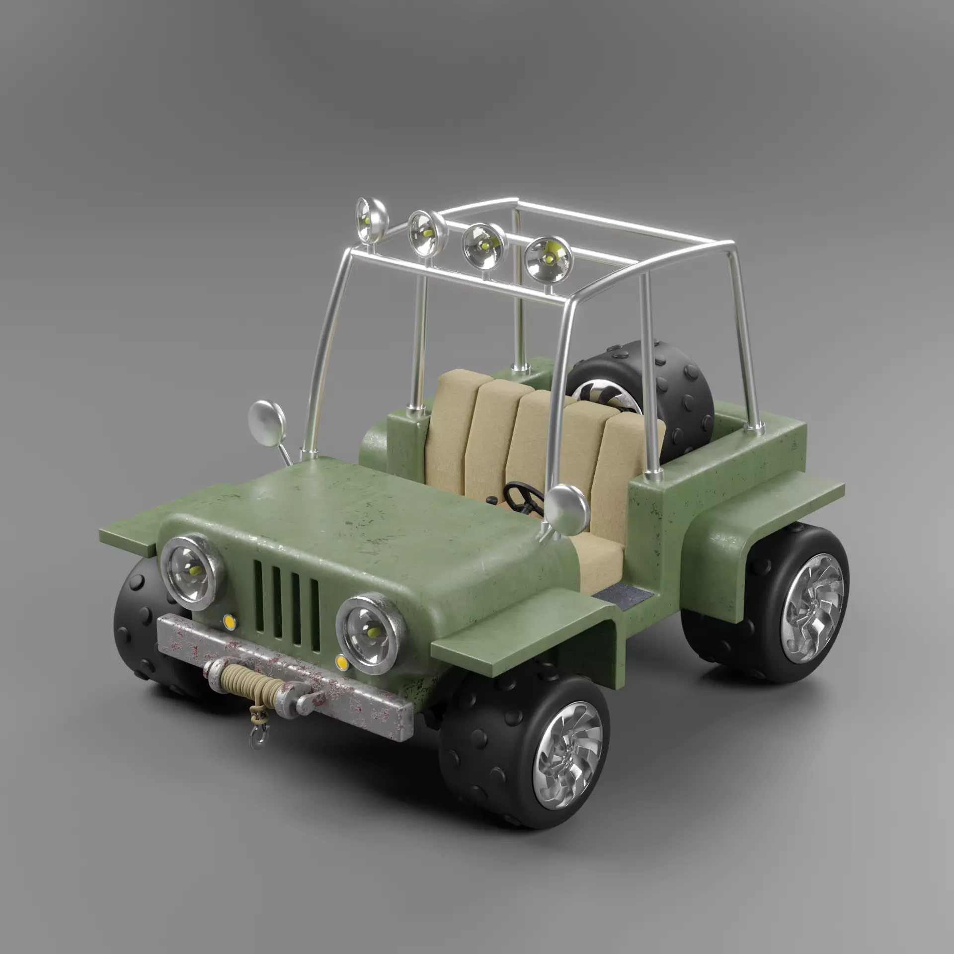 Classic Jeep Car Low-poly 3D model_0