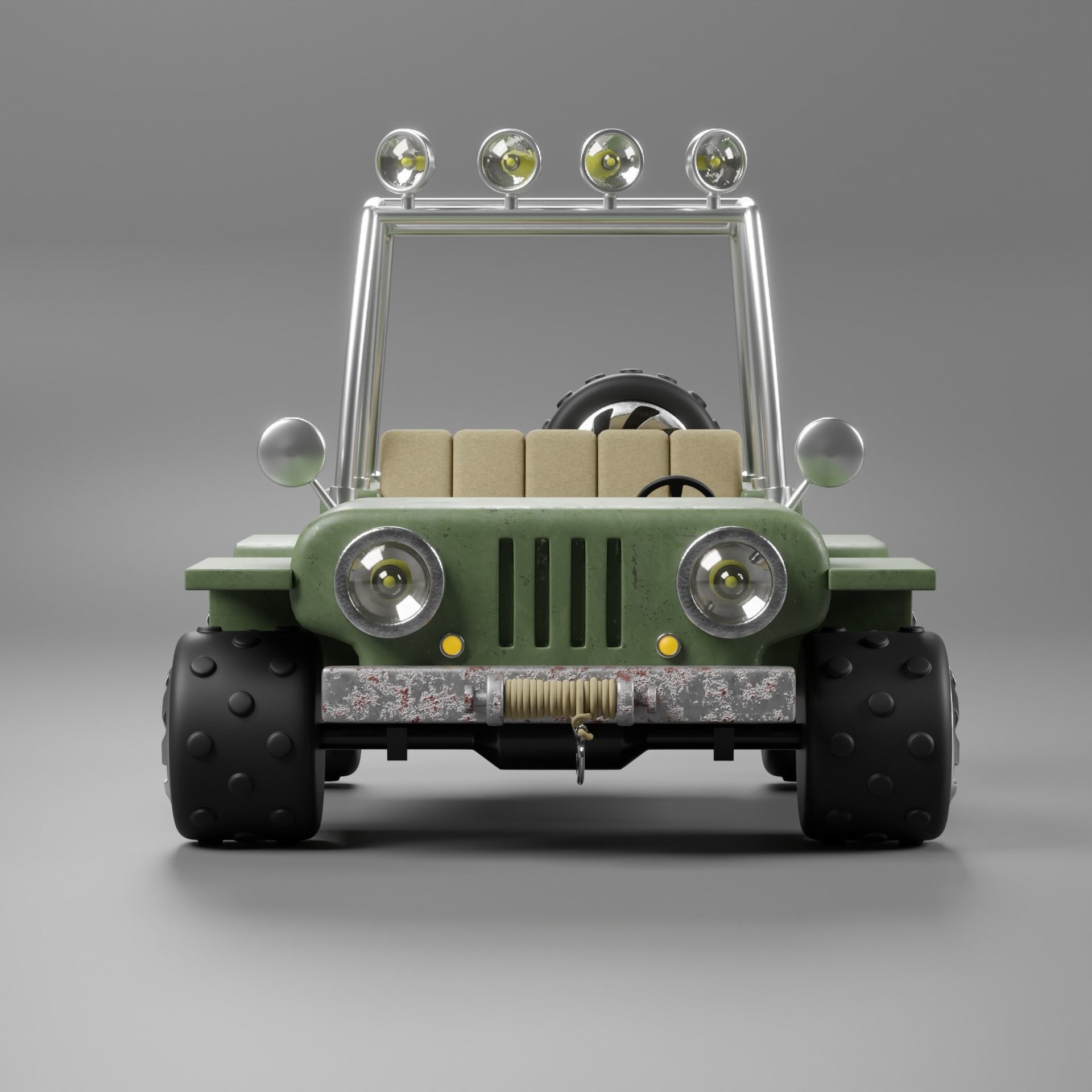 Classic Jeep Car Low-poly 3D model_2