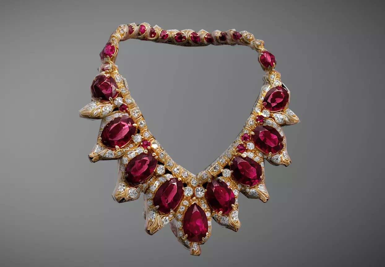 FREE Ruby Diamond Gold Necklace Free low-poly 3D model