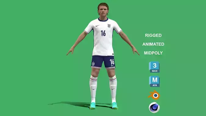 3D Rigged Conor Gallagher England Euro 2024 3D model