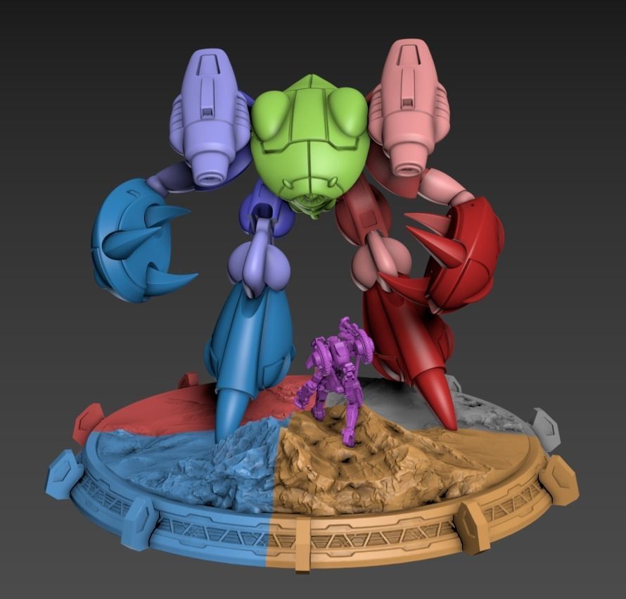 Mecha Crabby Patty Poseable Set 100mm 3D print model_4