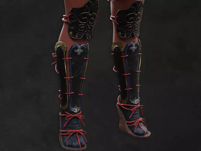 Leg Armor Samurai Assasin Lowpoly Asset Low-poly 3D model
