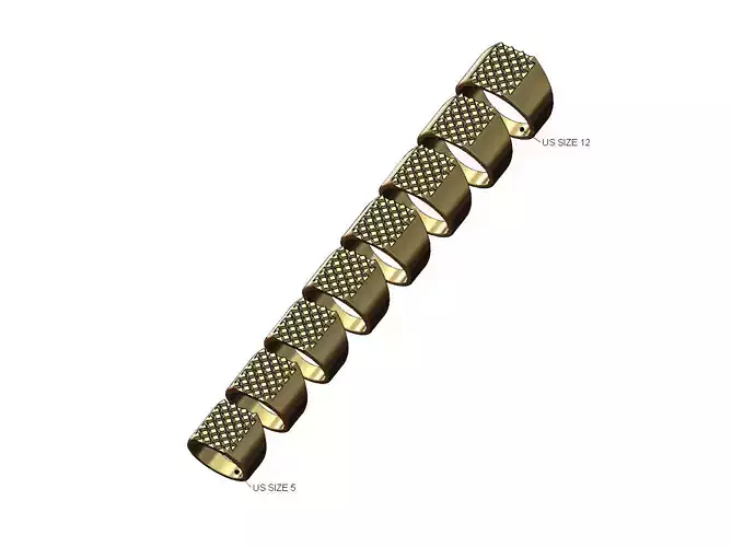 Knurled elongated rectangular signet ring US sizes 5to10 3D print model
