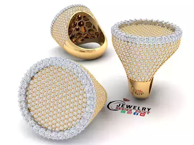 Custom Champion Round Shape Halfway Round Diamond Ring 