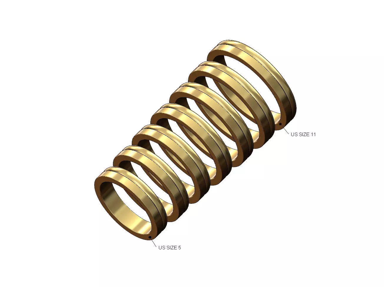 Flate and round simple band US sizes 5to11 3D print model_0