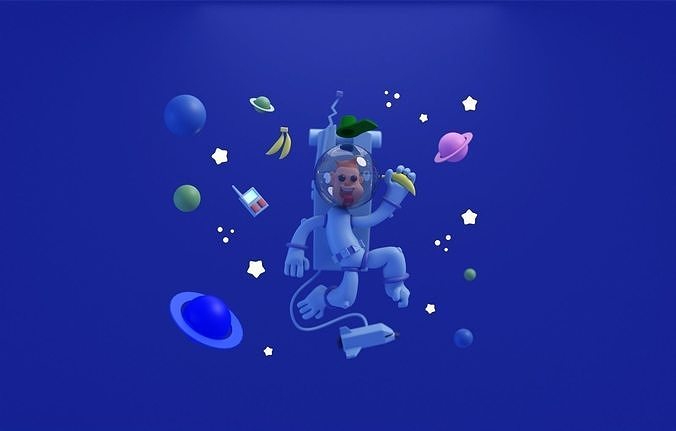 Low-Poly playful space monkey as a 3D Model 3D model