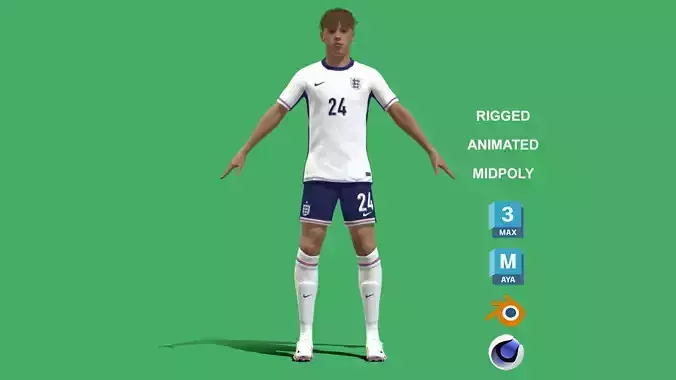 3D Rigged Cole Palmer England Euro 2024 3D model