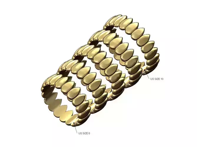 Wide Teardrop eternity pattern band US sizes 6to10 3D print model