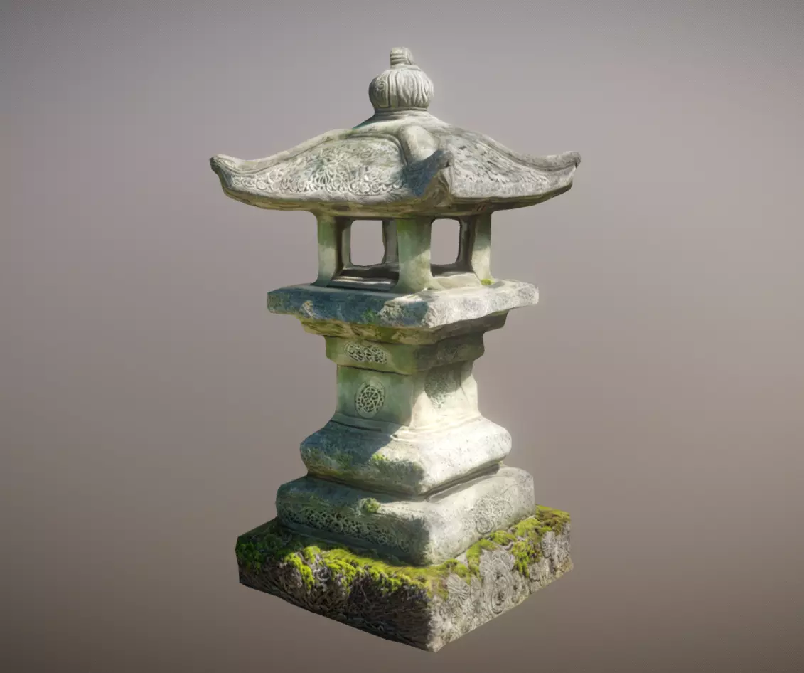 FREE Japanese Stone Lantern Ishi-doro Free low-poly 3D model