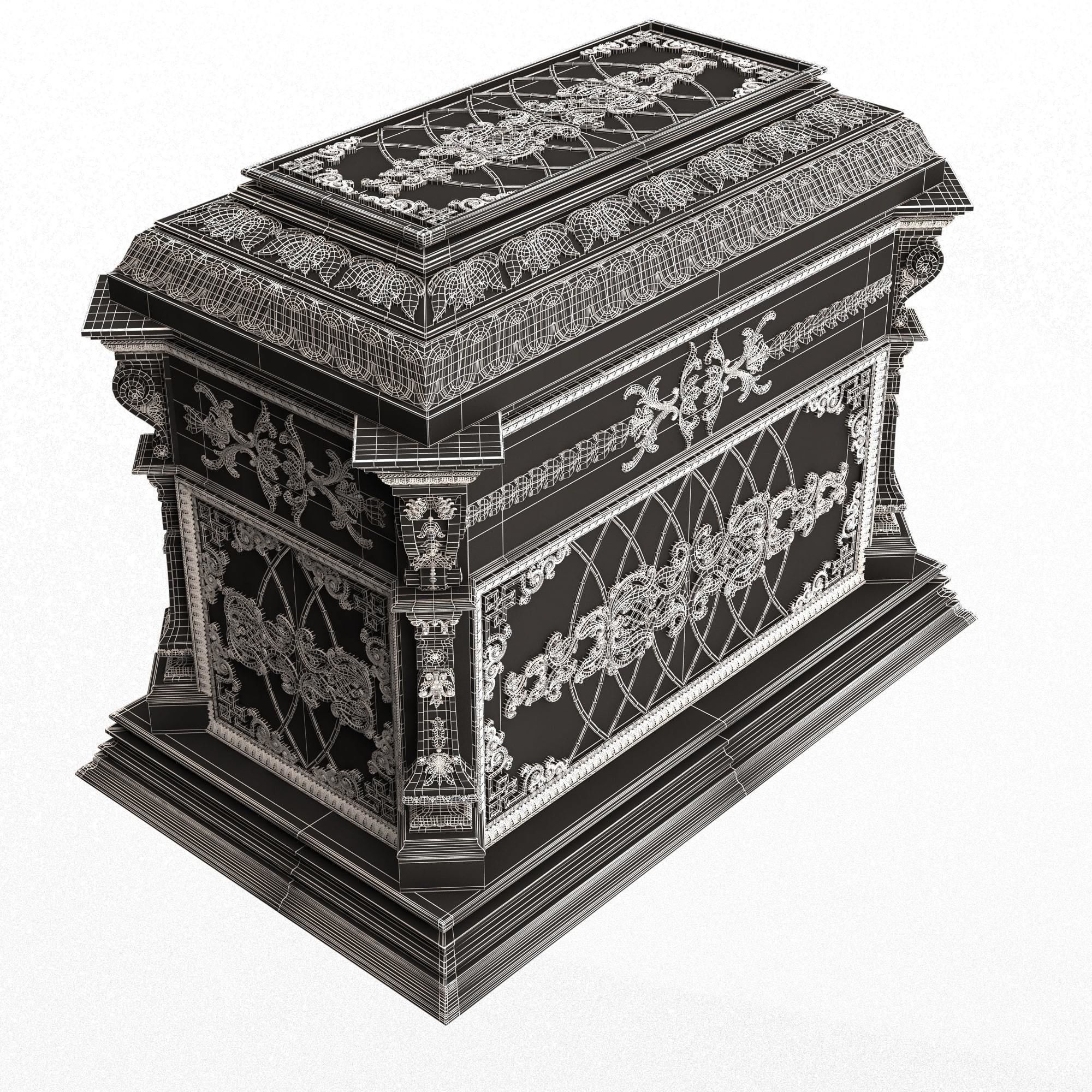 Chest 07 White Low-poly 3D model_7