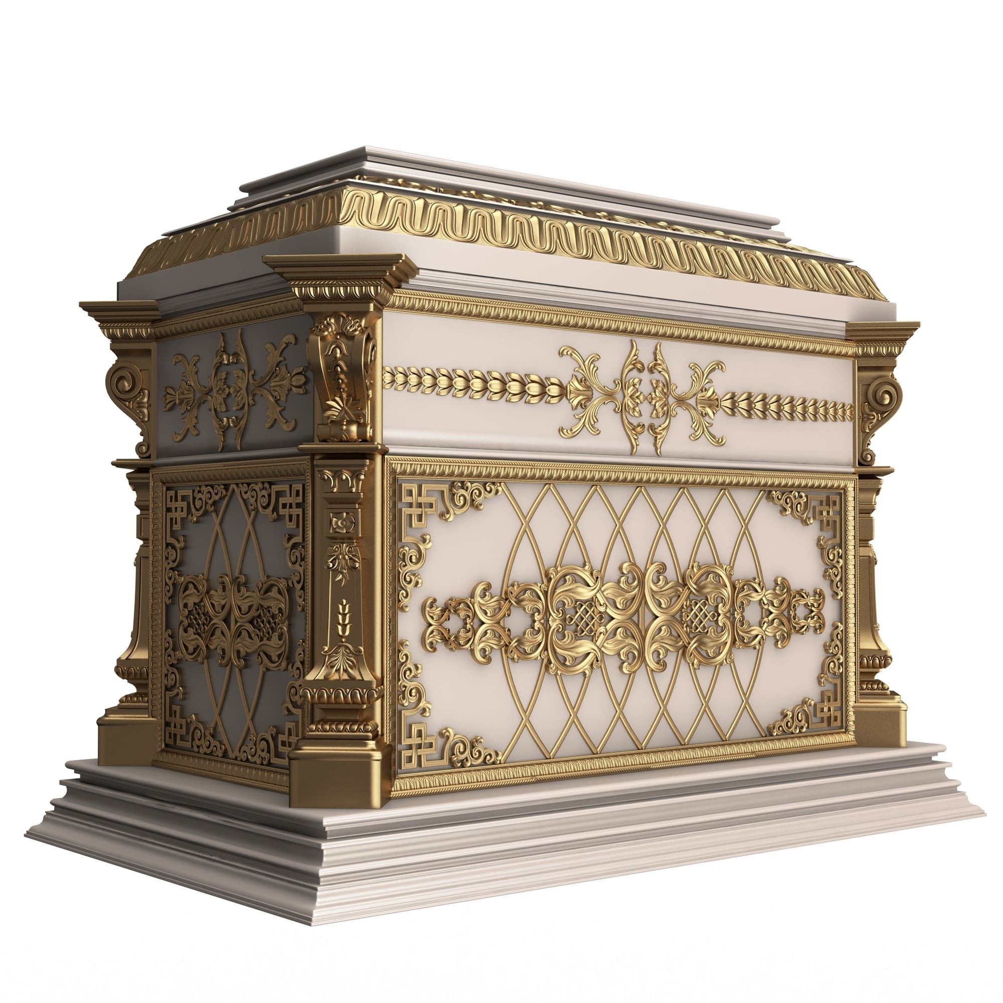 Chest 07 White Low-poly 3D model_3