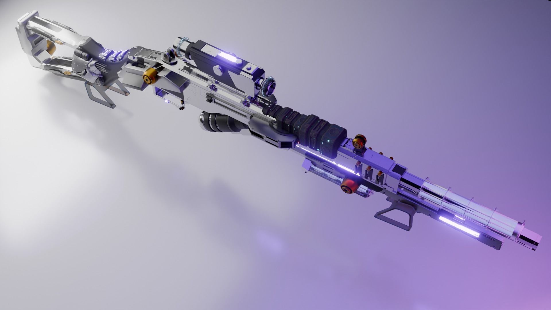 3d sci fi futuristic  gun  3D model_10