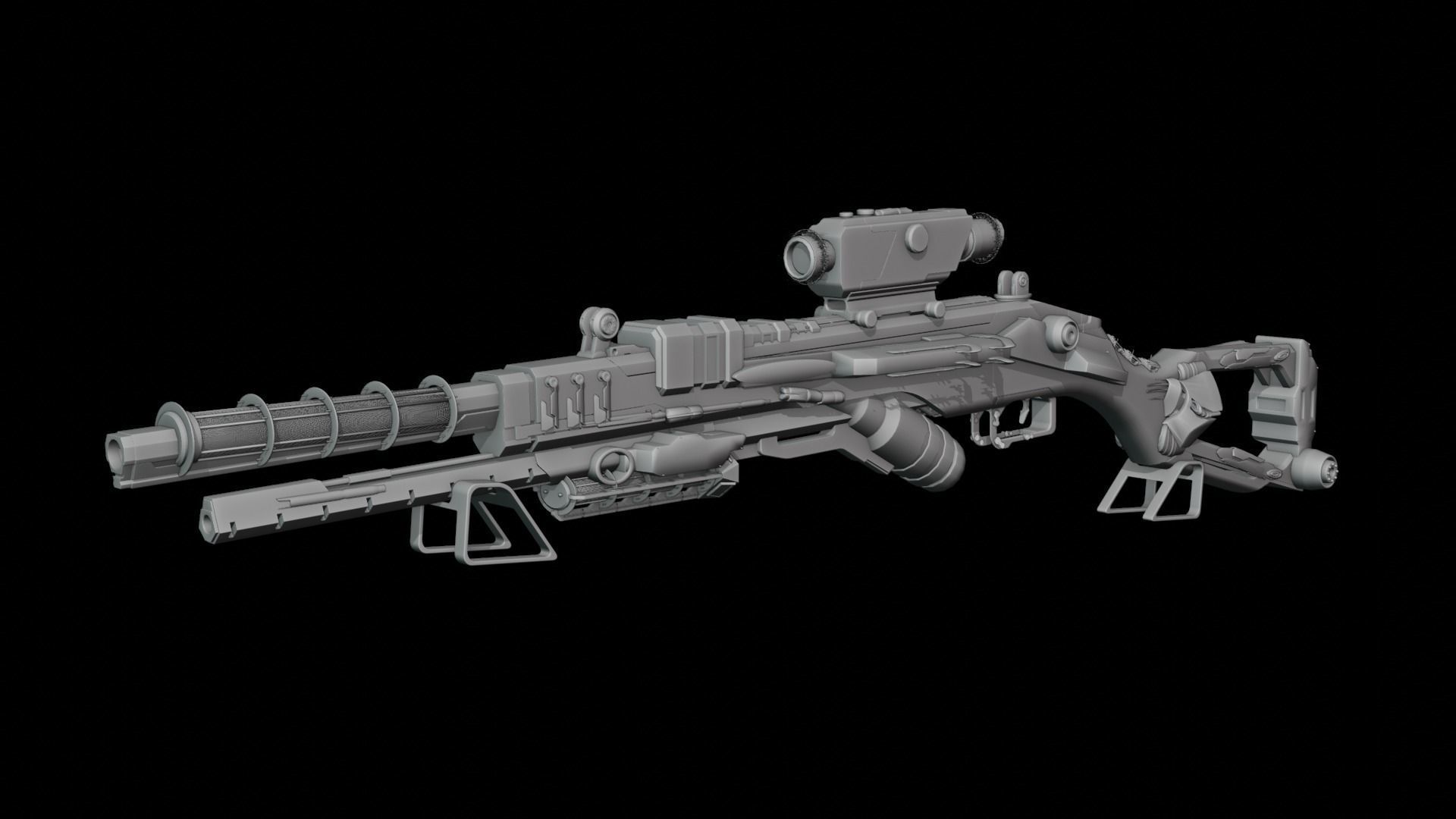 3d sci fi futuristic  gun  3D model_13