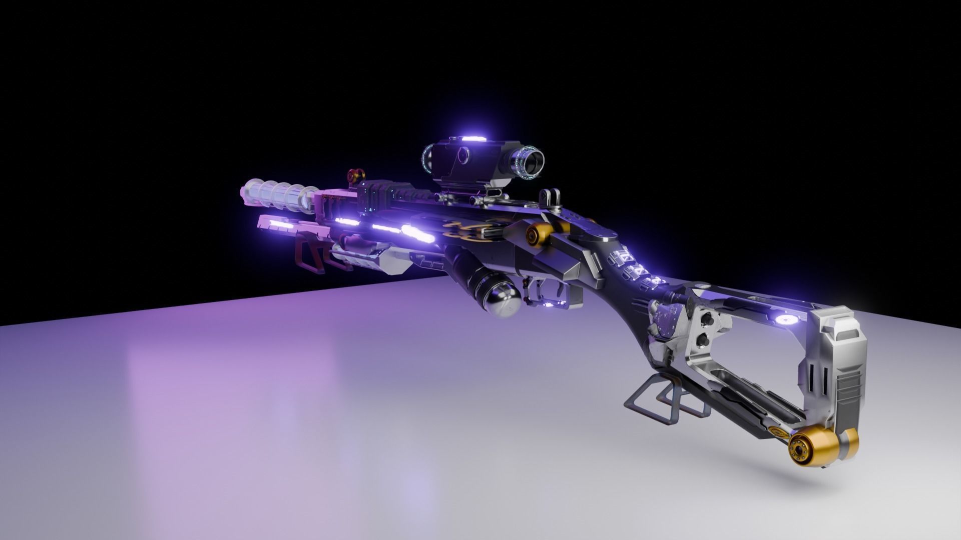 3d sci fi futuristic  gun  3D model_2