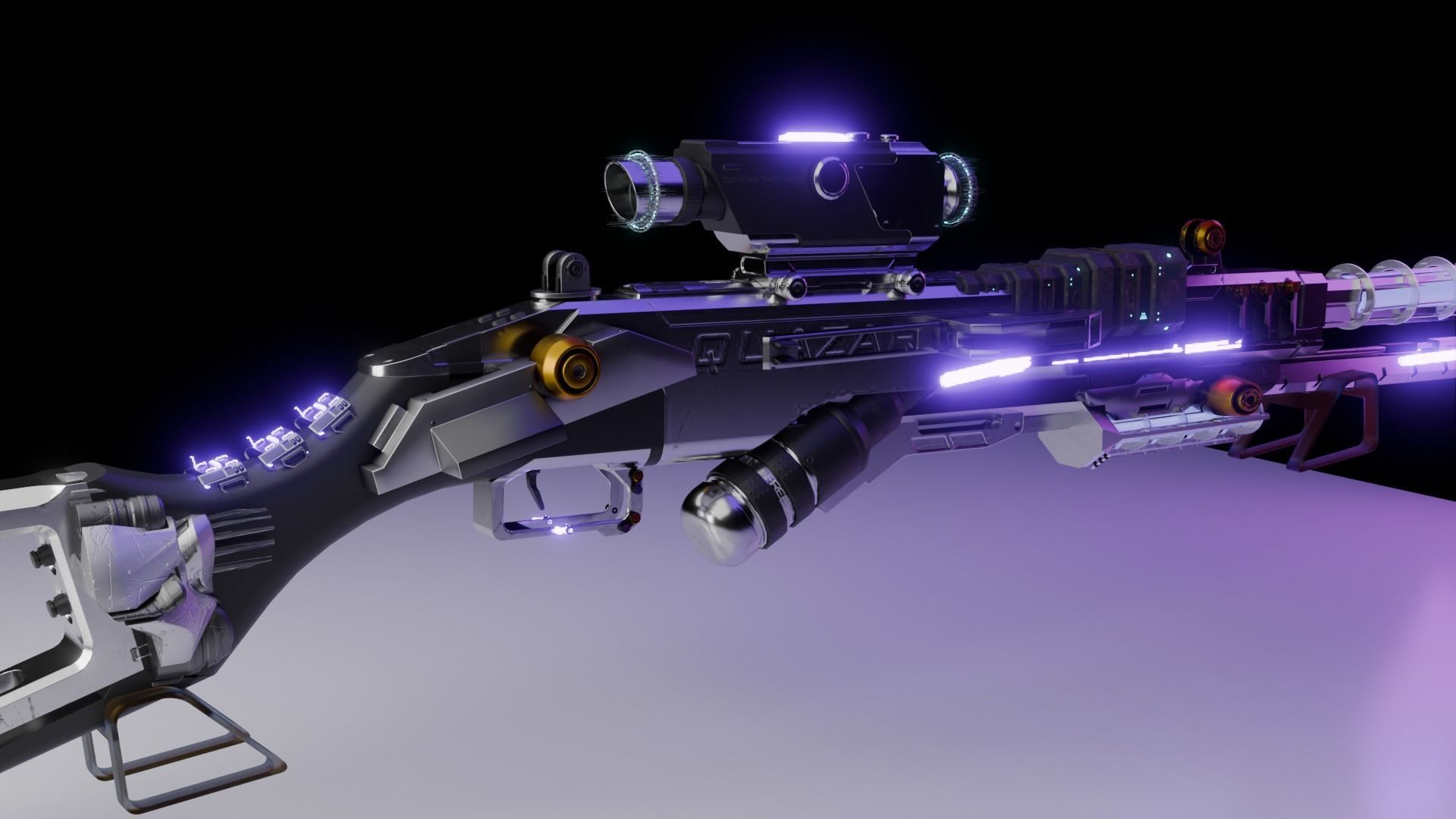 3d sci fi futuristic  gun  3D model_5