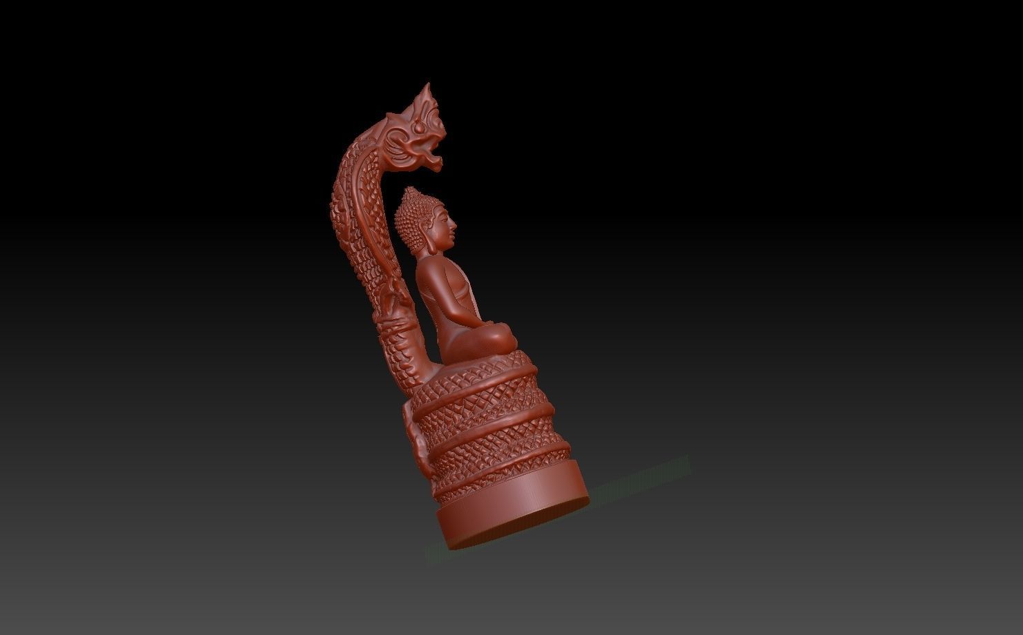 buddha sitting under dragon head 1  3D print model_4