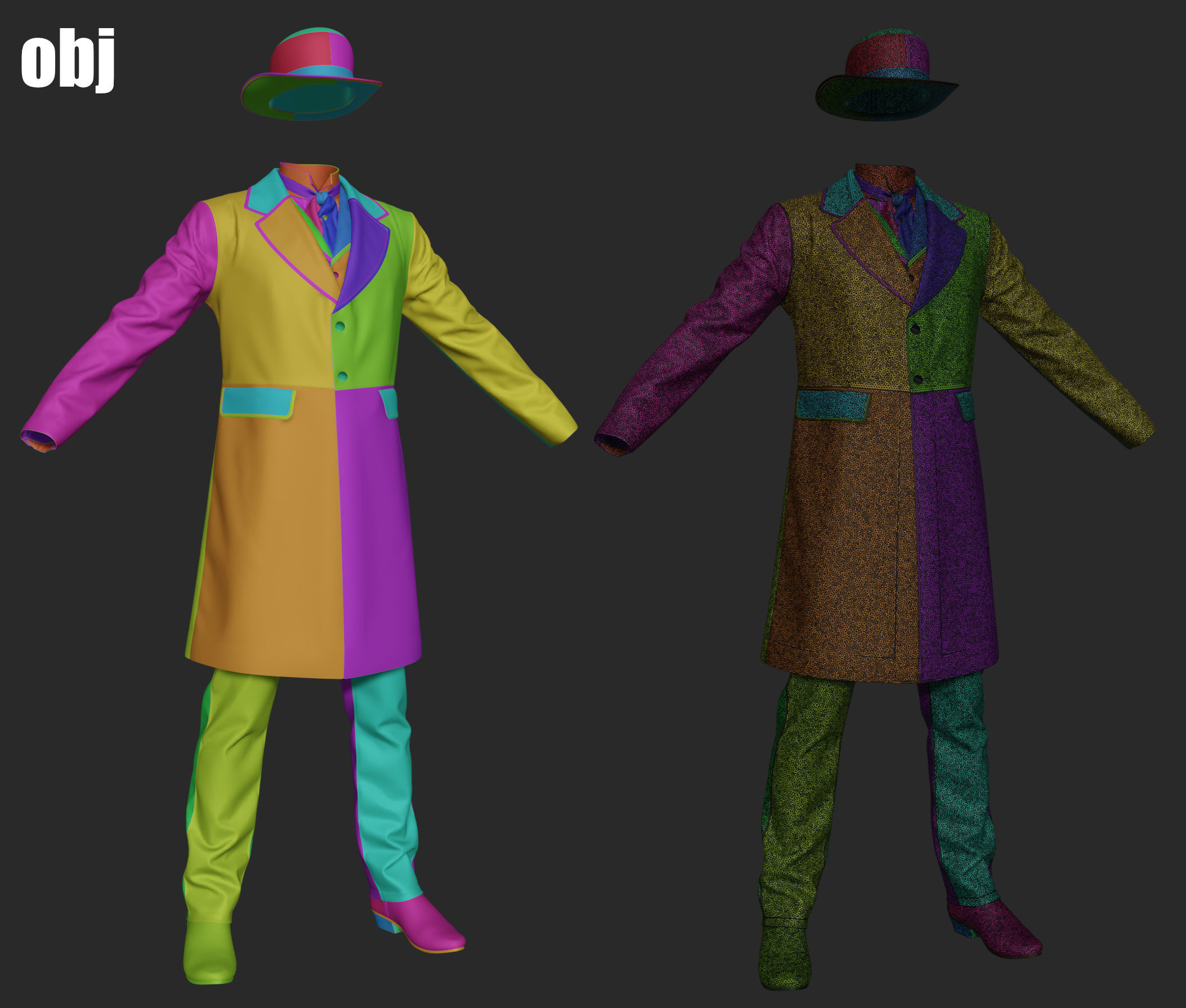 Old West Mans Outfit 1 - Marvelous Designer project and OBJ 3D model_4
