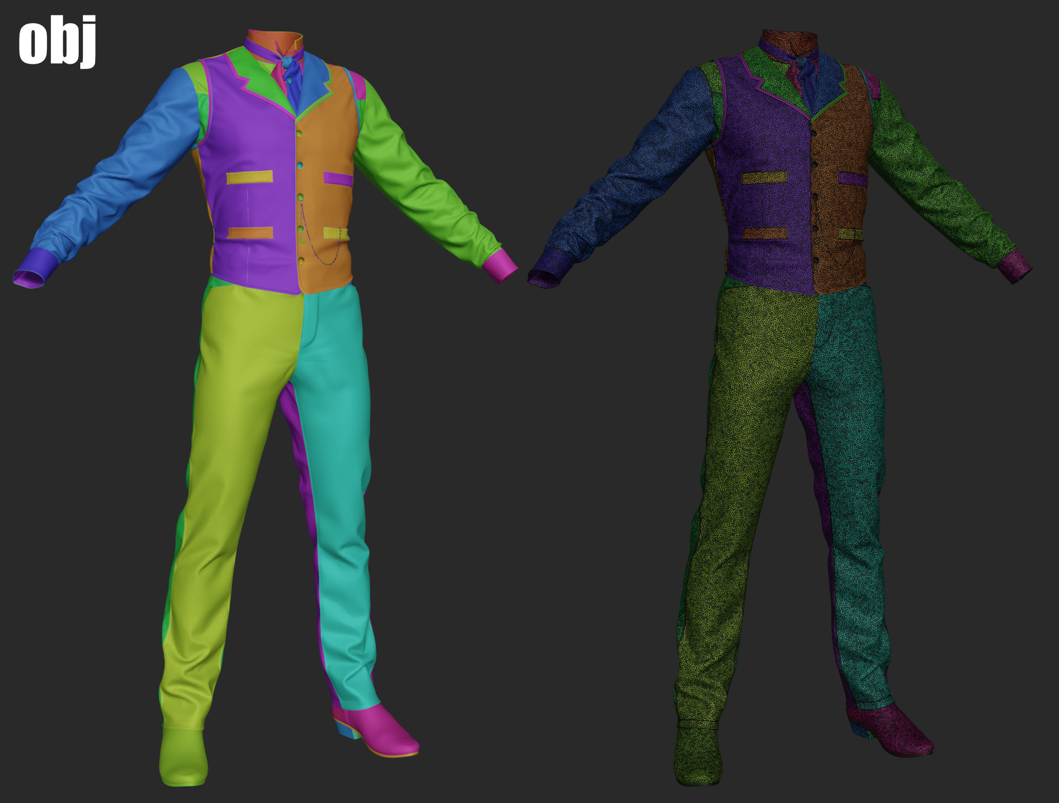 Old West Mans Outfit 1 - Marvelous Designer project and OBJ 3D model_7