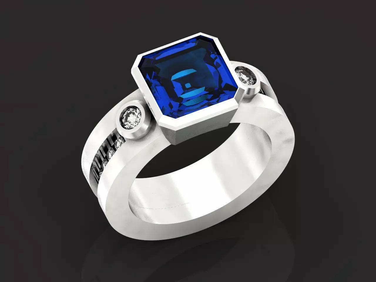 Engagement Ring cushion 1194 3D print model