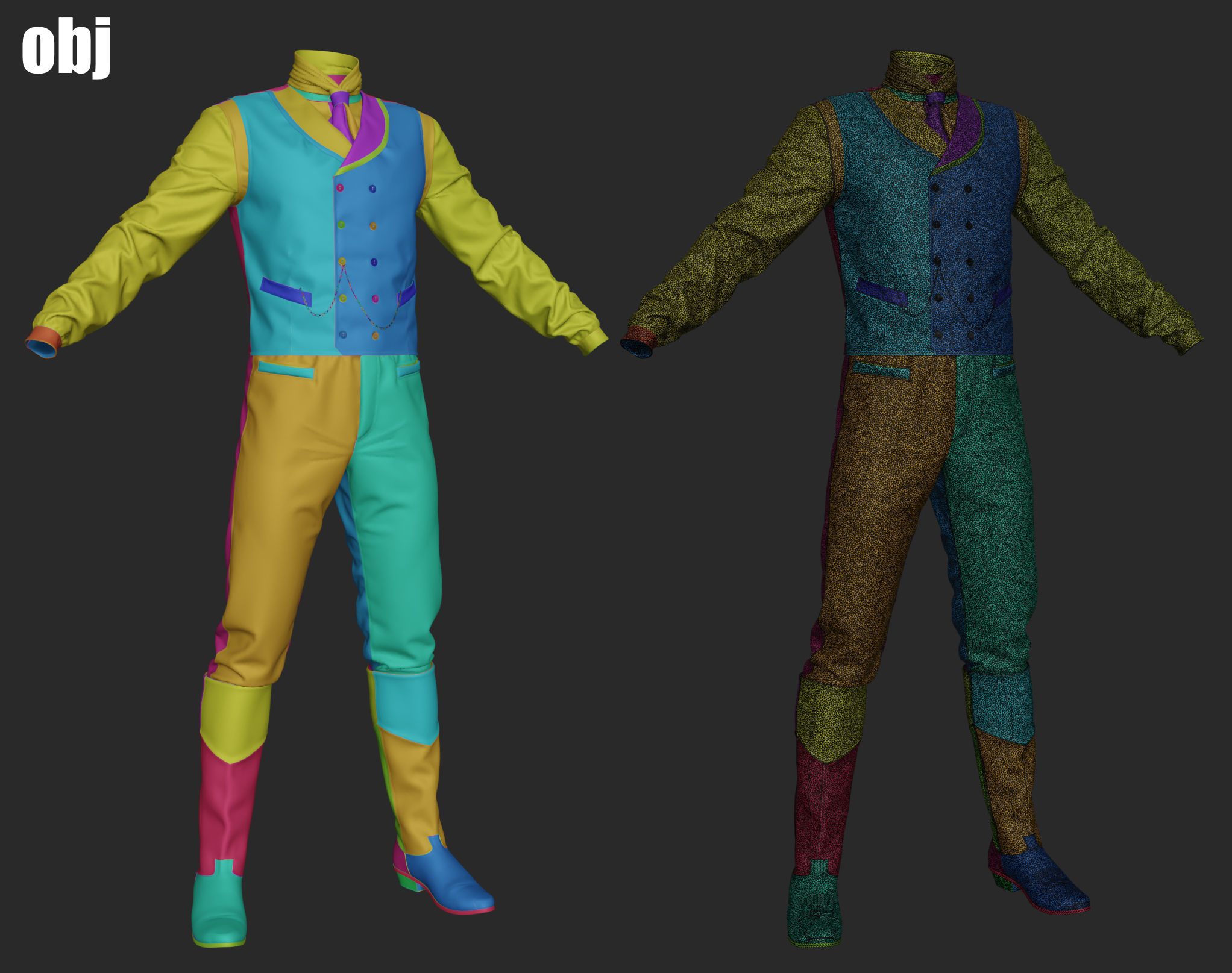Old West Mans Outfit 2 - Marvelous Designer project and OBJ 3D model_7