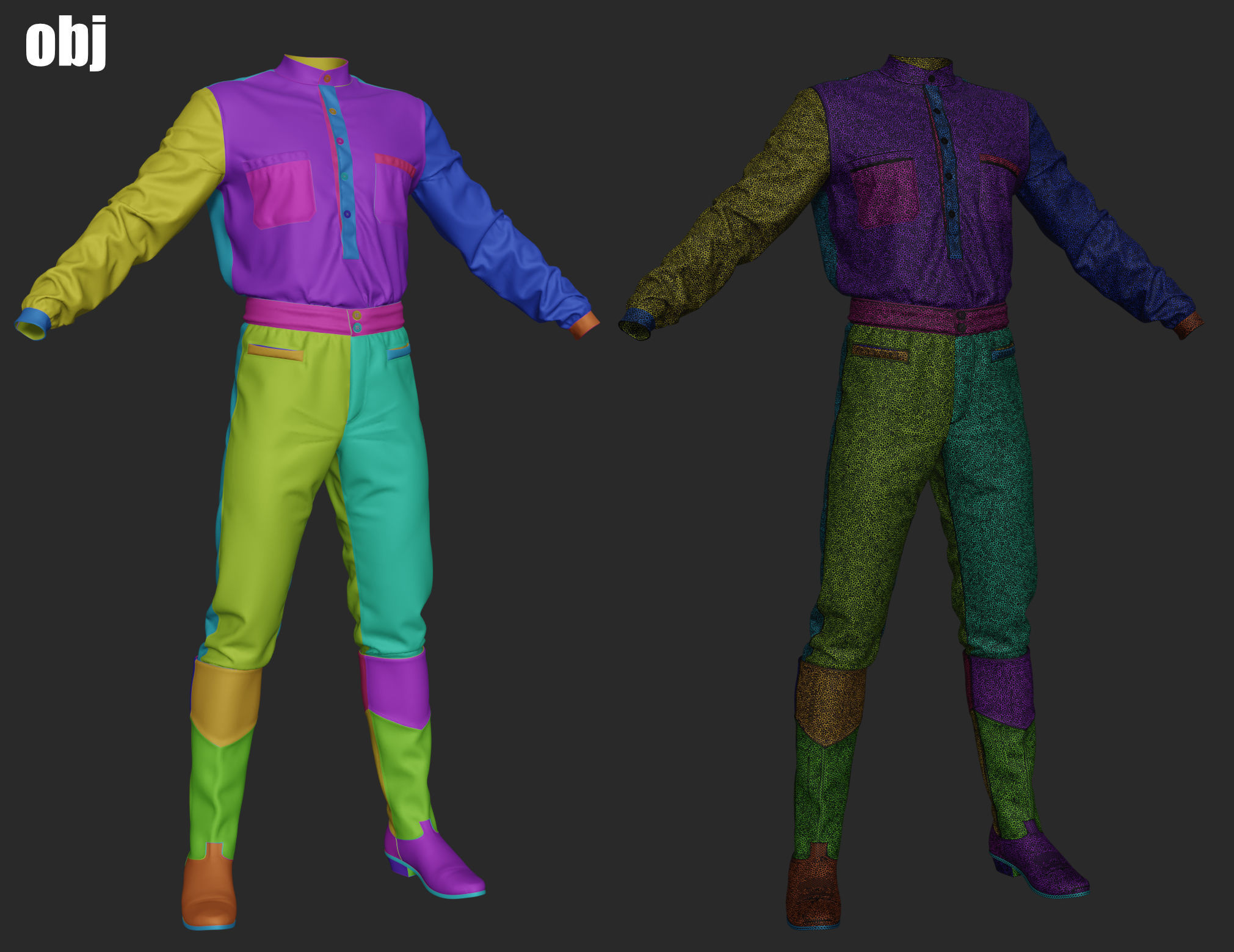 Old West Mans Outfit 2 - Marvelous Designer project and OBJ 3D model_10