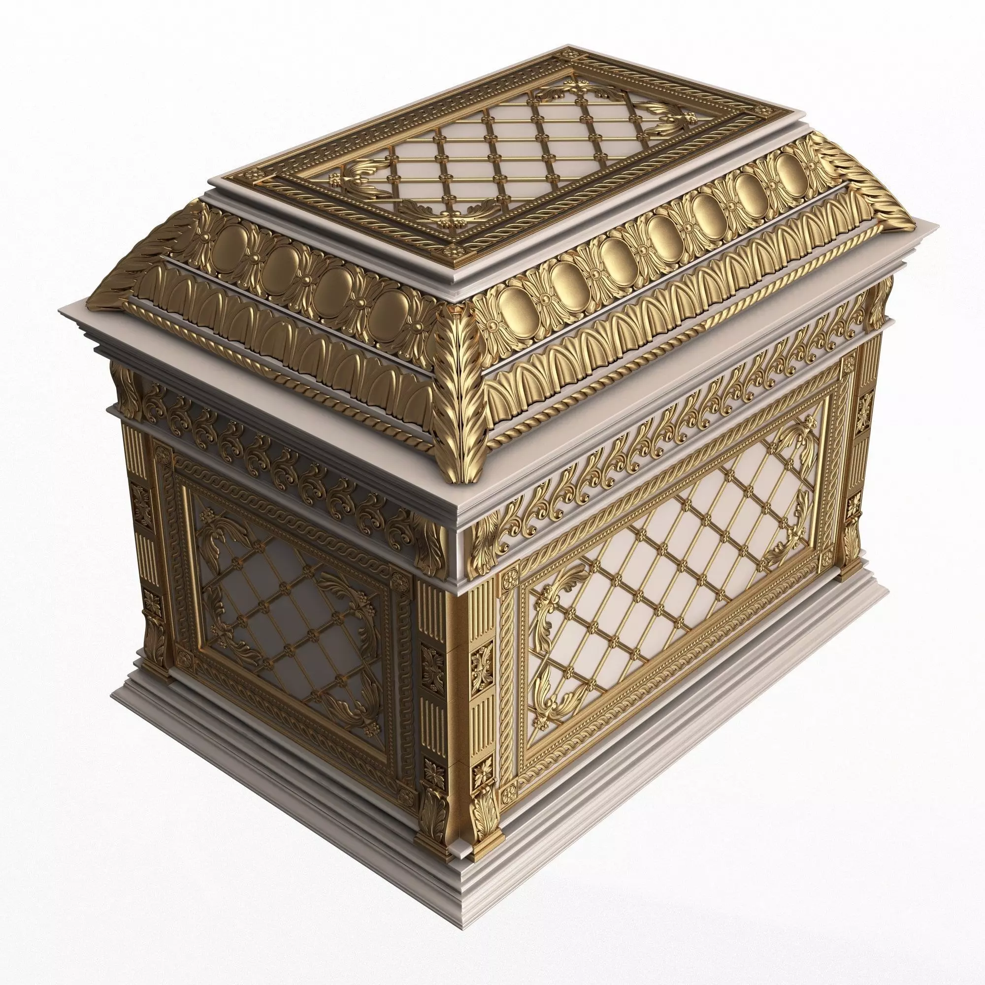 Chest 08 White Low-poly 3D model_0