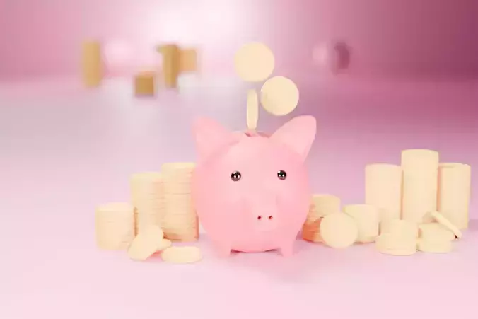 cute piggy for saving money and background 3d