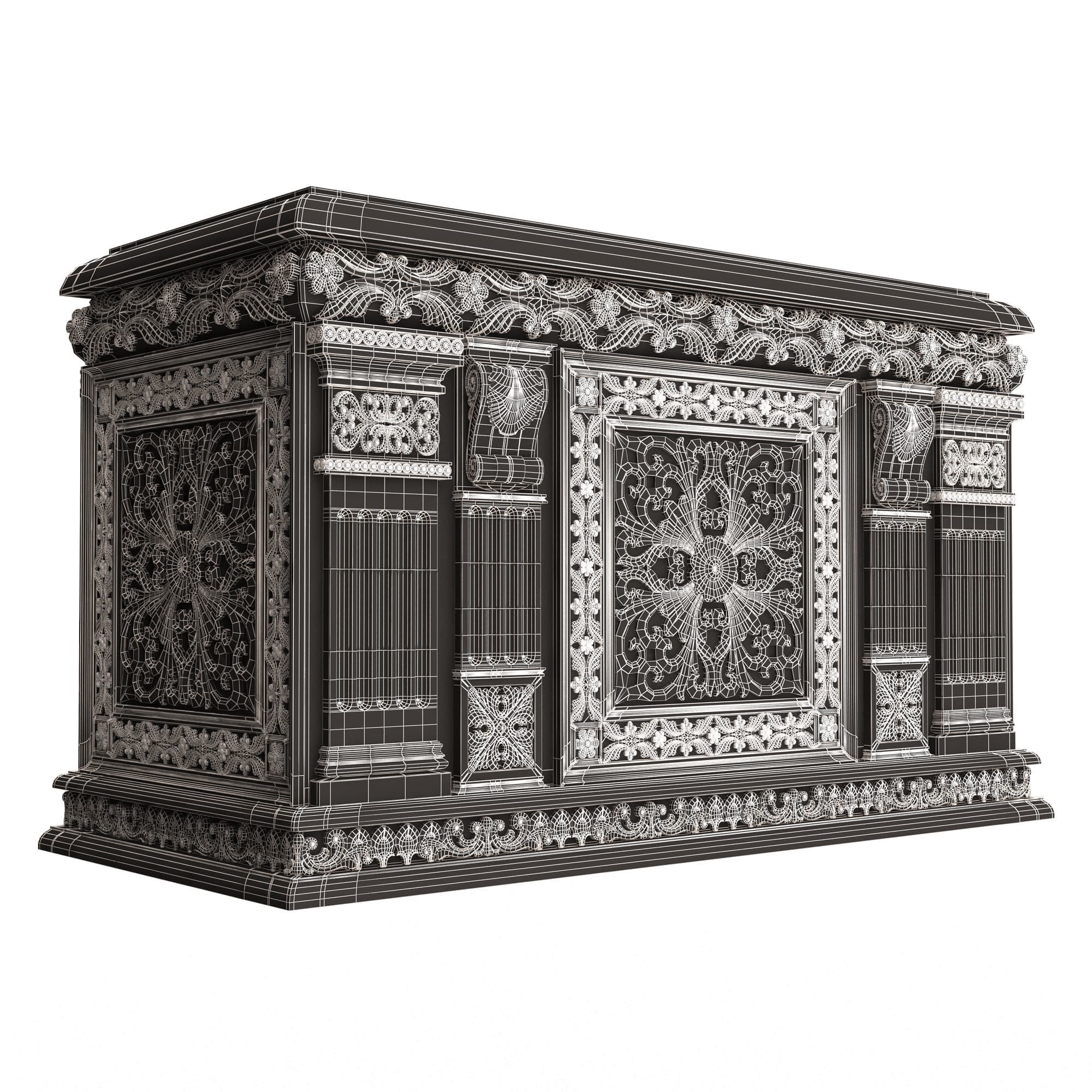 Chest Collection White Low-poly 3D model_60