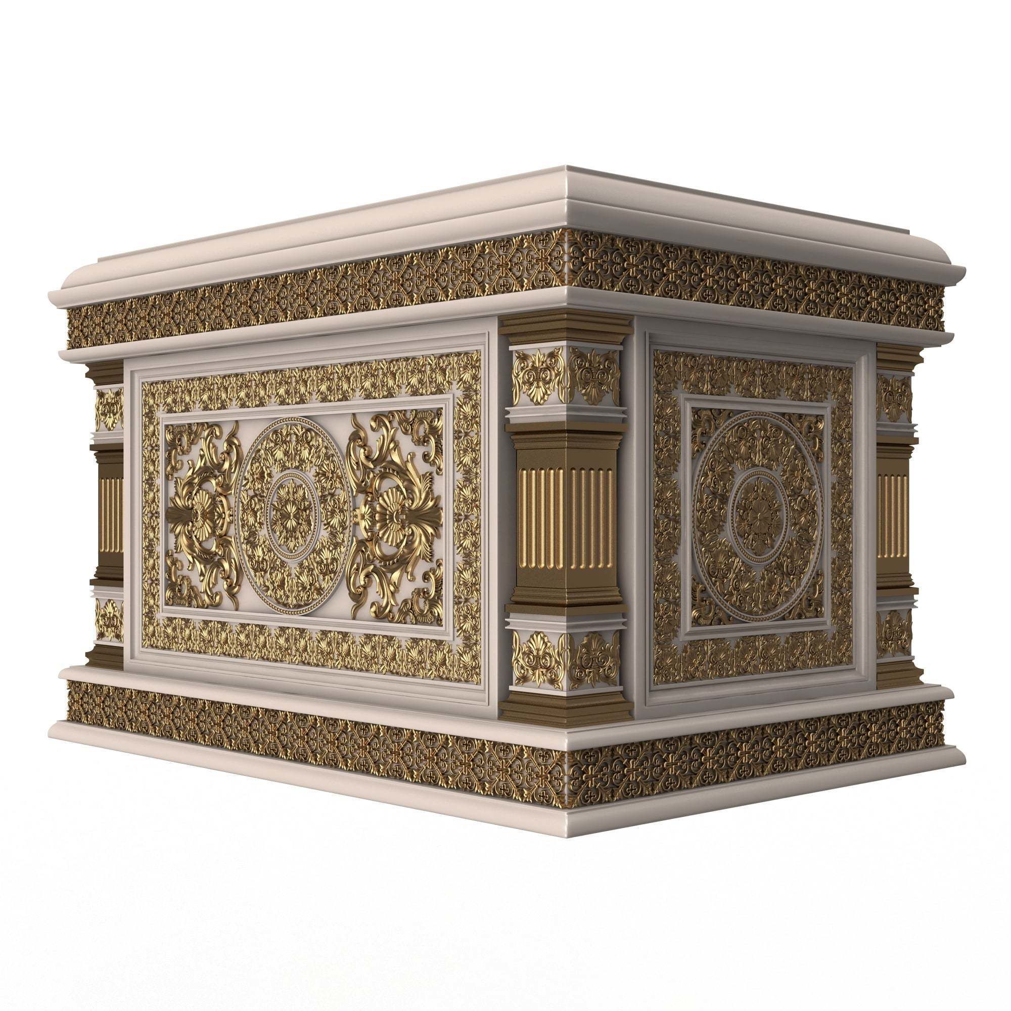 Chest Collection White Low-poly 3D model_24