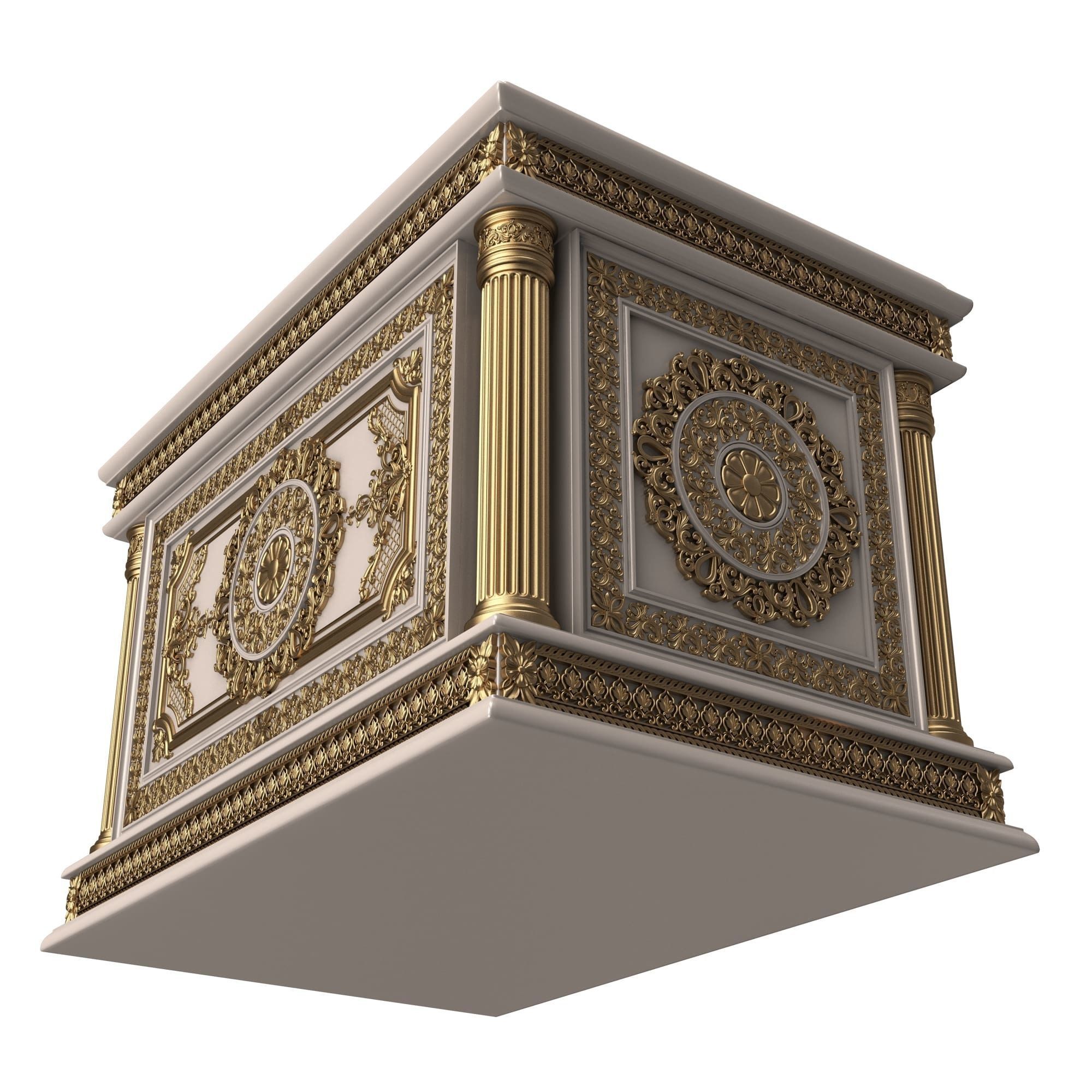 Chest Collection White Low-poly 3D model_15