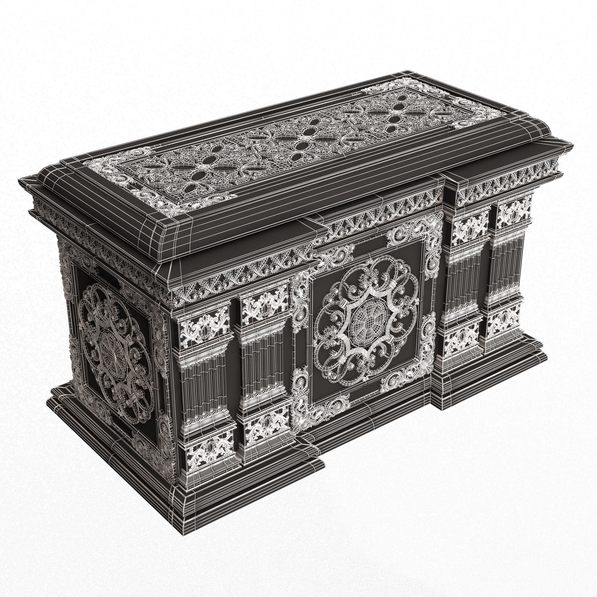 Chest Collection White Low-poly 3D model_64