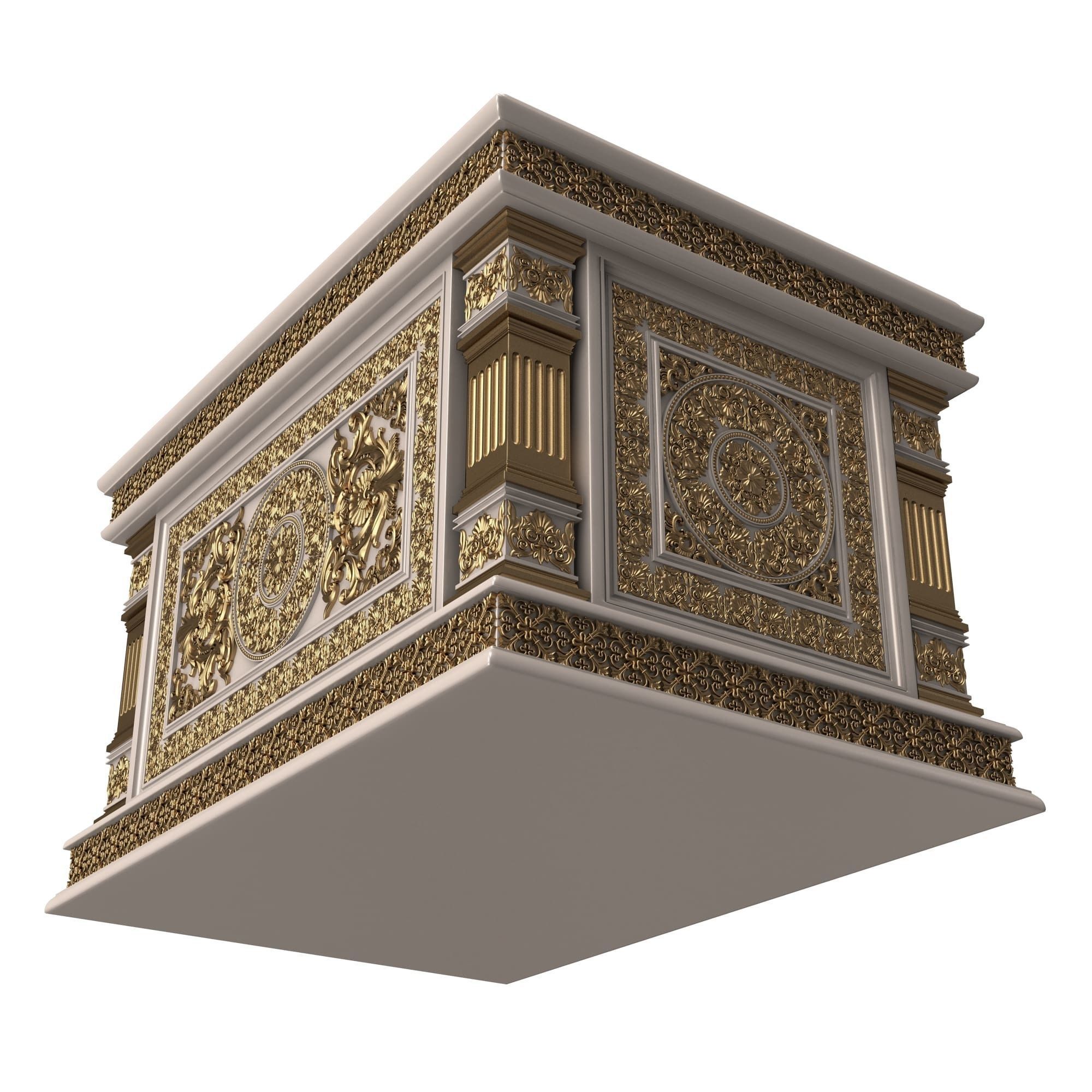 Chest Collection White Low-poly 3D model_9