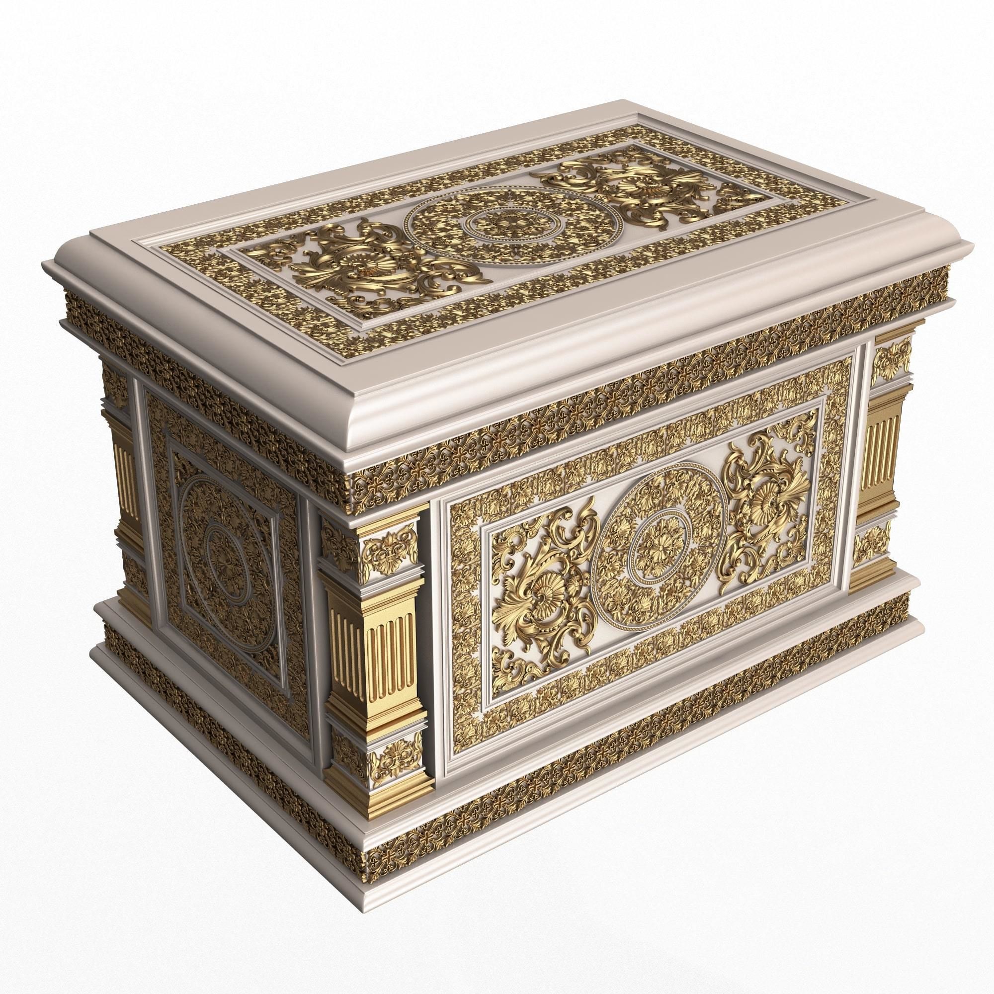 Chest Collection White Low-poly 3D model_23