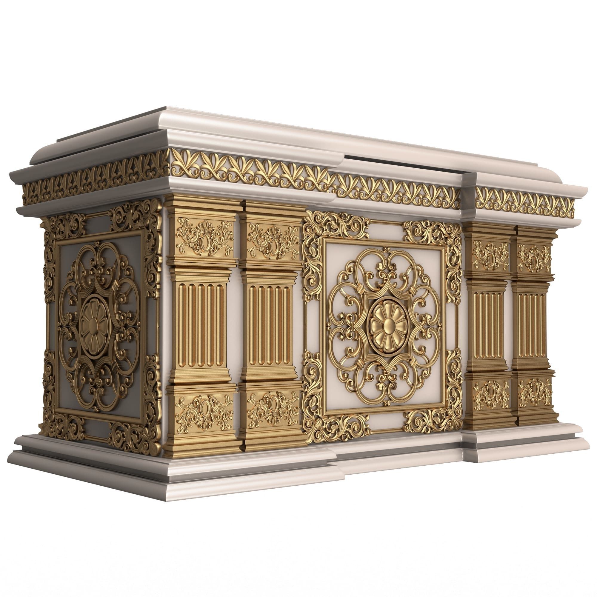 Chest Collection White Low-poly 3D model_47