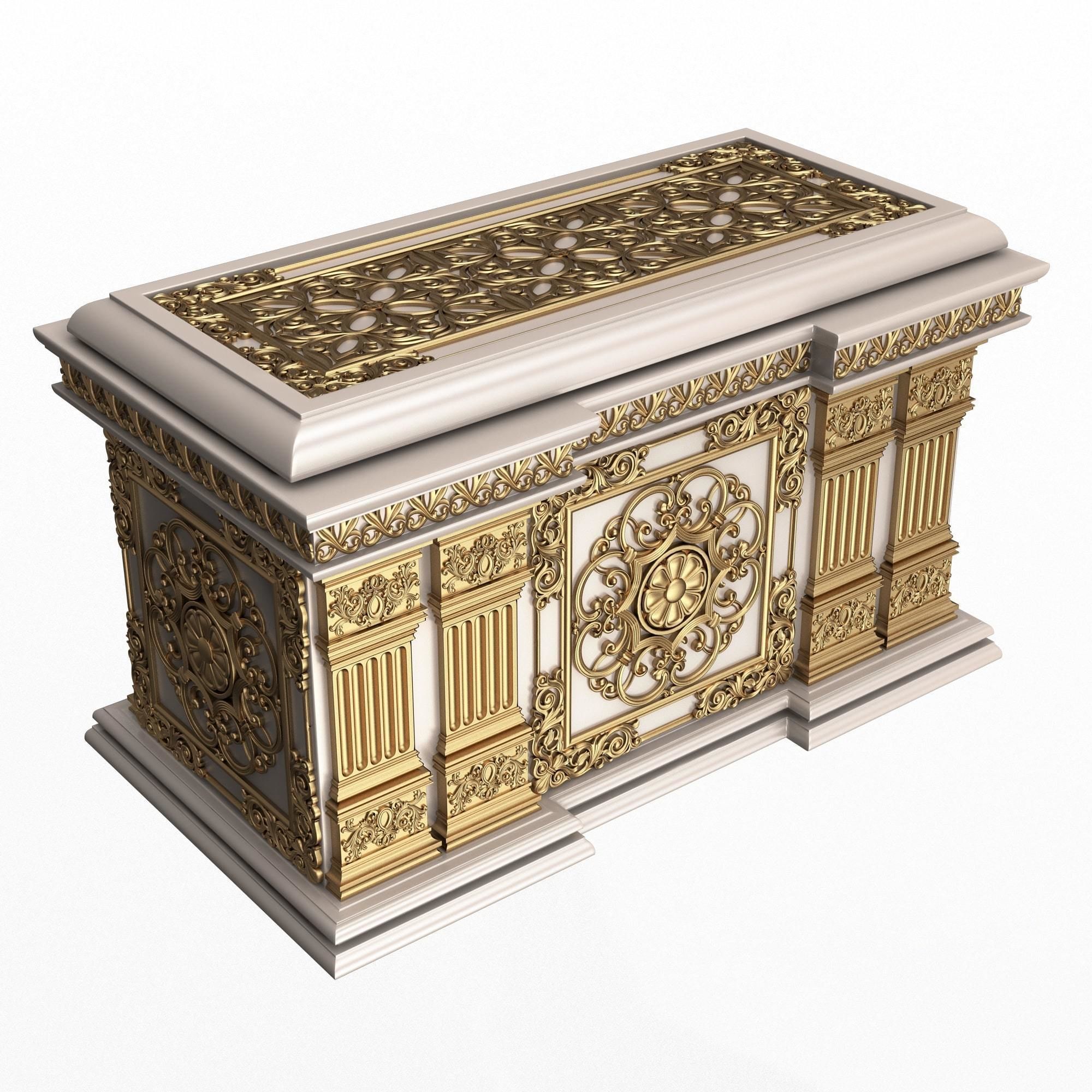 Chest Collection White Low-poly 3D model_45