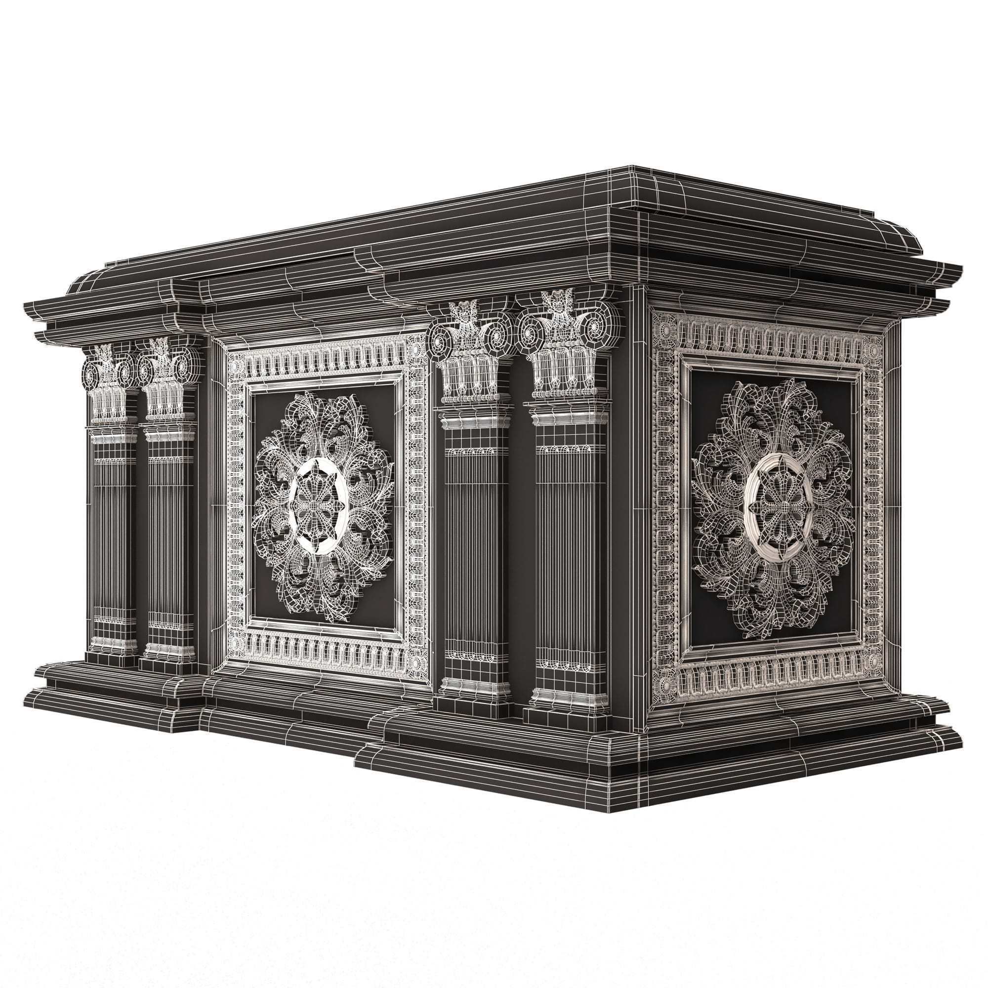 Chest Collection White Low-poly 3D model_56